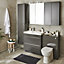 GoodHome Imandra Deep Gloss Anthracite Double Bathroom Wall cabinet (H)90cm (W)6cm
