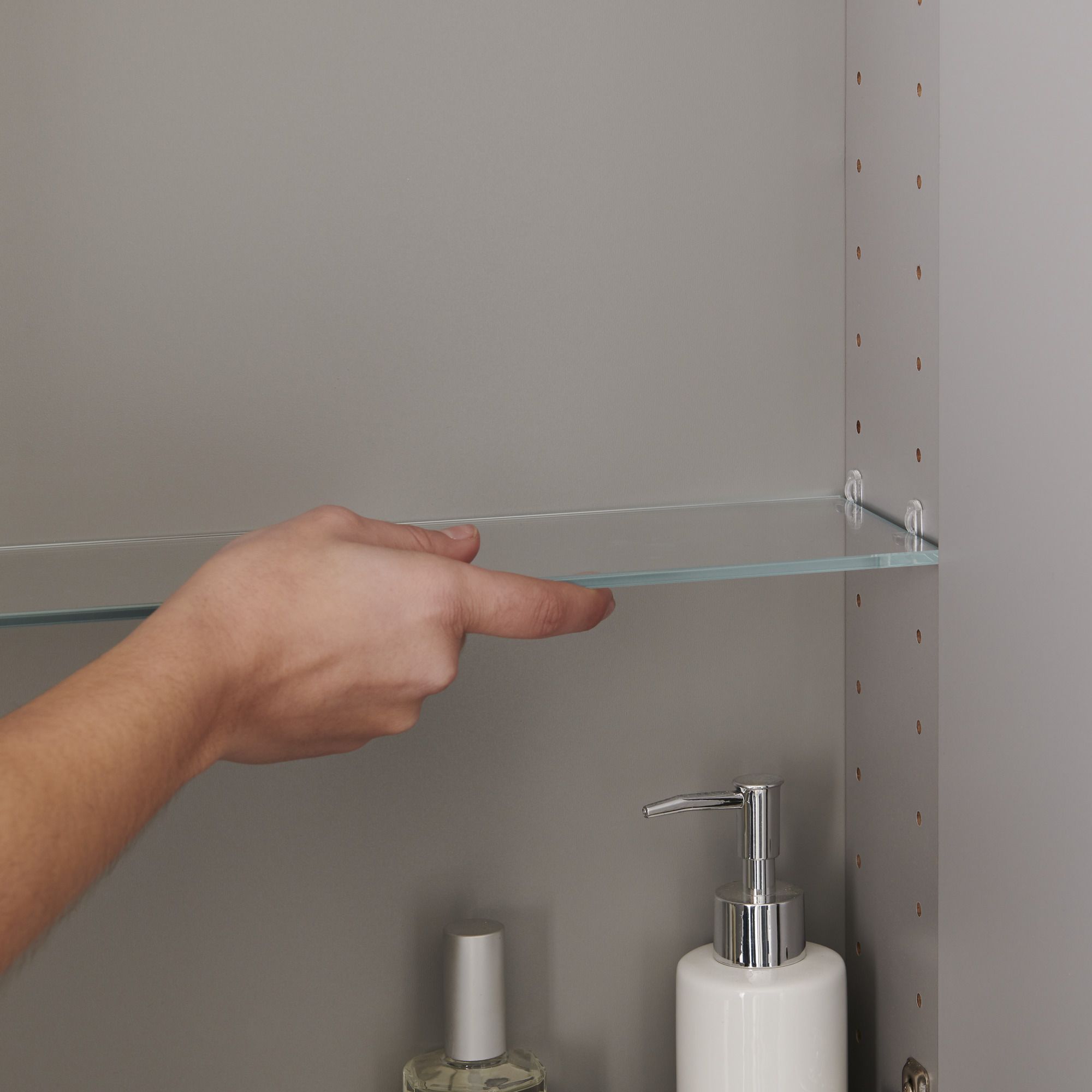 GoodHome Imandra Gloss Anthracite Double Bathroom Wall cabinet (H)90cm (W)6cm