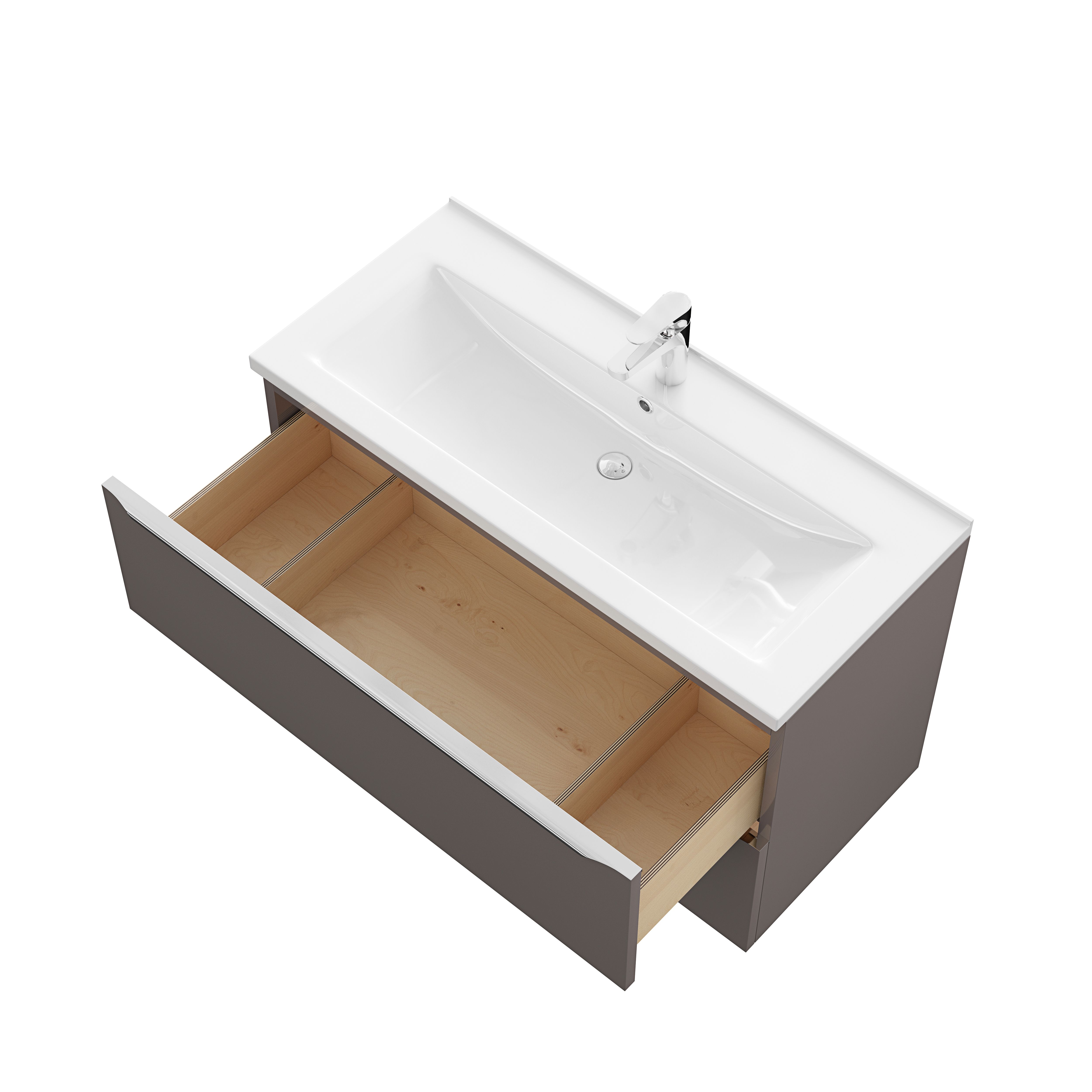 GoodHome Imandra Gloss Anthracite Wall-mounted Bathroom Vanity unit (H)60cm (W)100cm