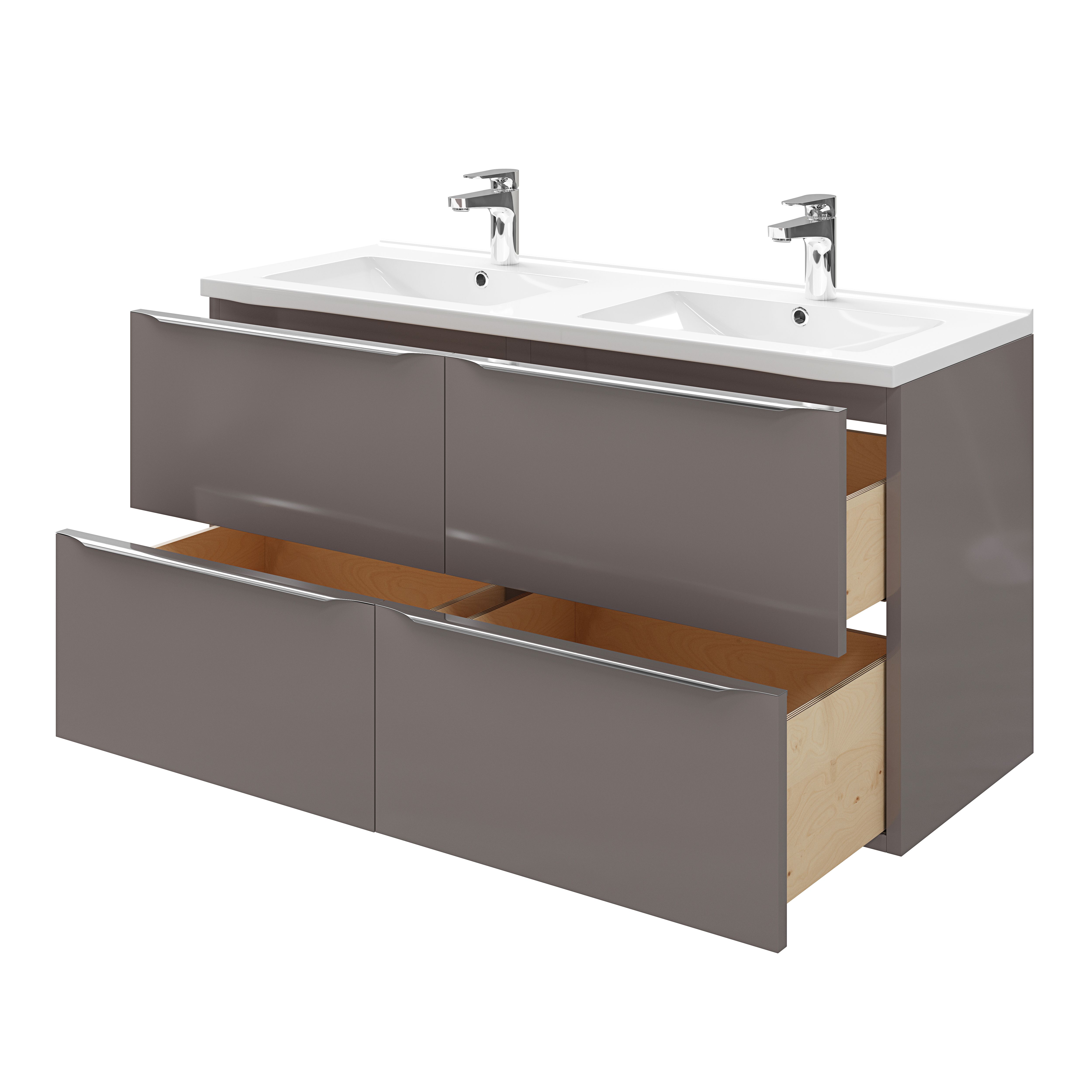 GoodHome Imandra Gloss Anthracite Wall-mounted Bathroom Vanity unit (H)60cm (W)120cm
