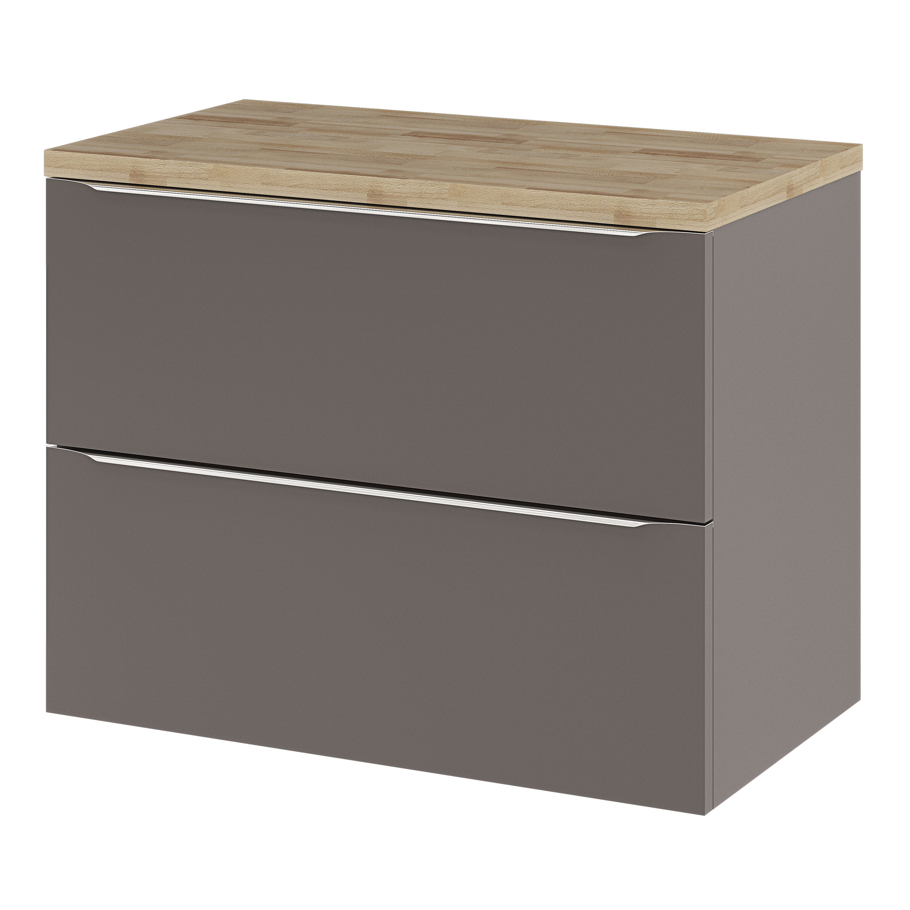 GoodHome Imandra Gloss Anthracite Wall-mounted Bathroom Vanity unit (H)60cm (W)80cm