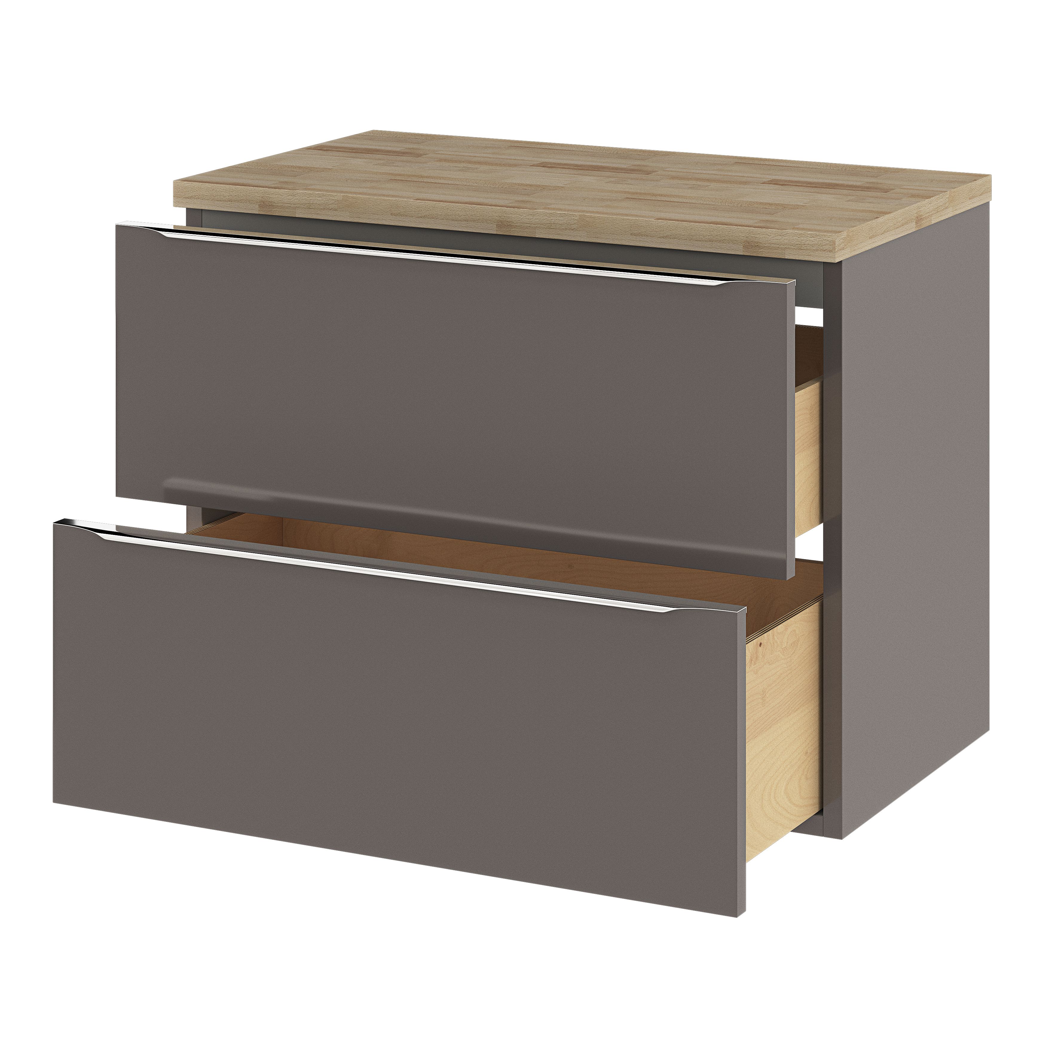 GoodHome Imandra Gloss Anthracite Wall-mounted Bathroom Vanity unit (H)60cm (W)80cm