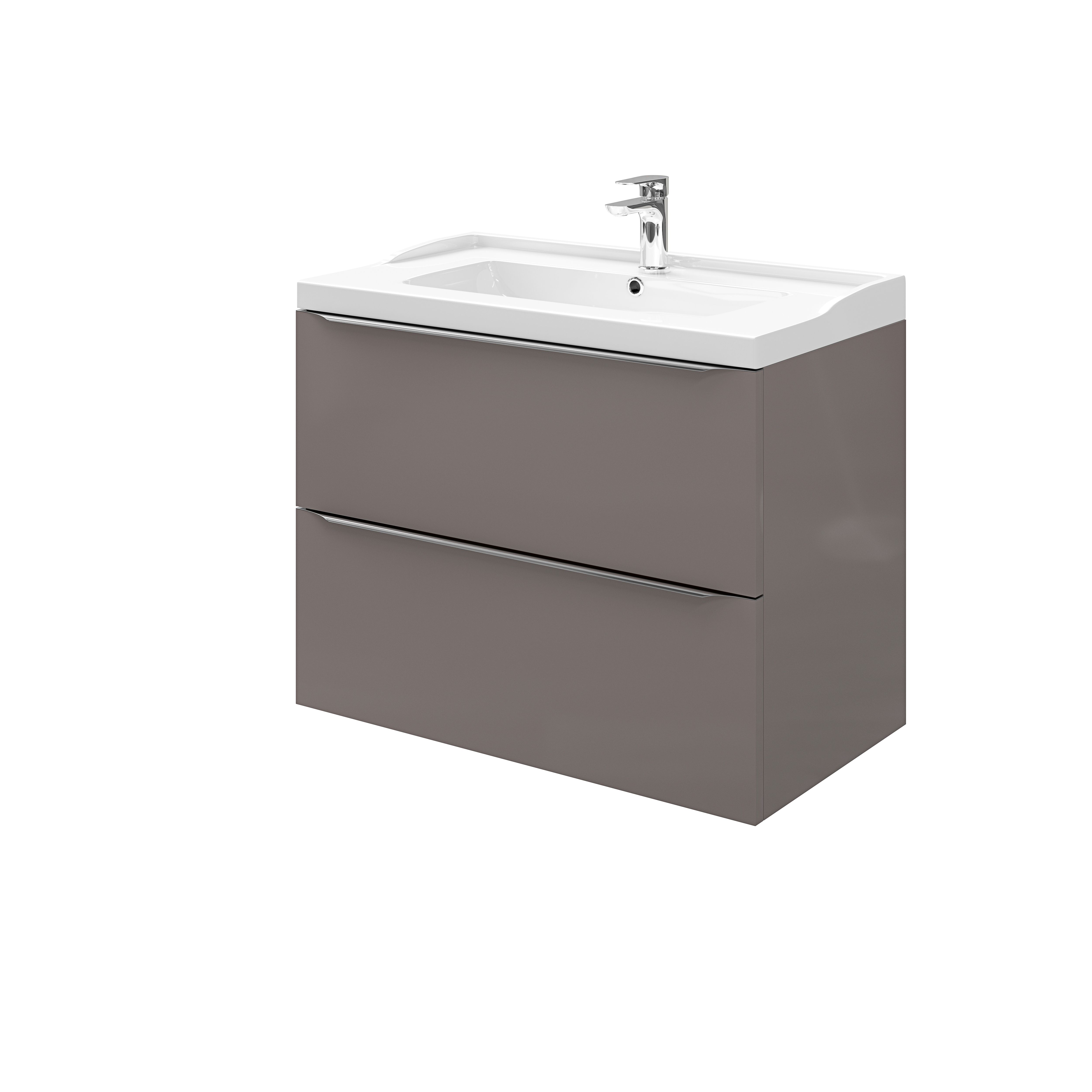 GoodHome Imandra Gloss Anthracite Wall-mounted Bathroom Vanity unit (H)60cm (W)80cm