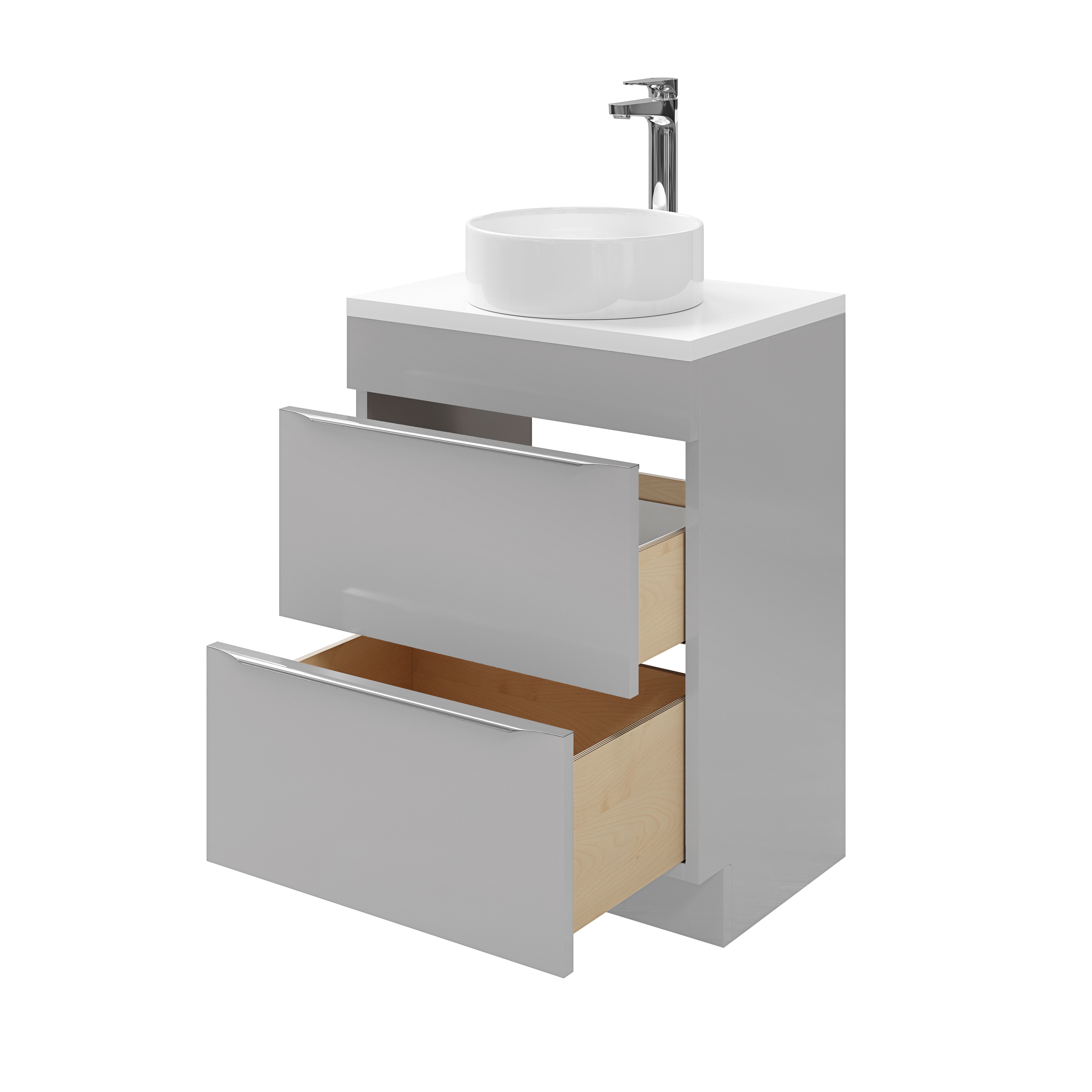 GoodHome Imandra Gloss Grey Bathroom Cabinet (H)82cm (W)60cm