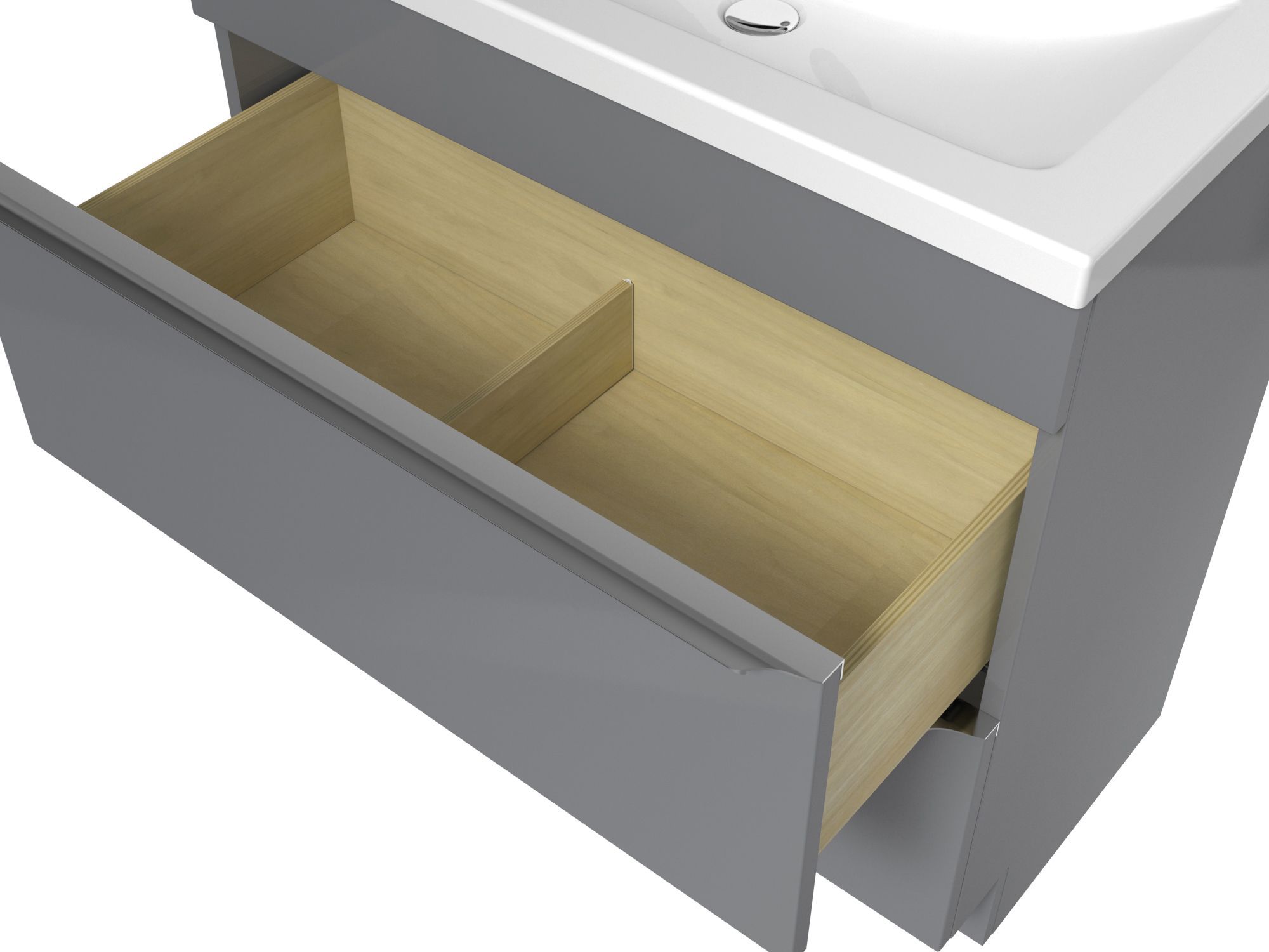 GoodHome Imandra Gloss Grey Bathroom Cabinet (H)82cm (W)80cm