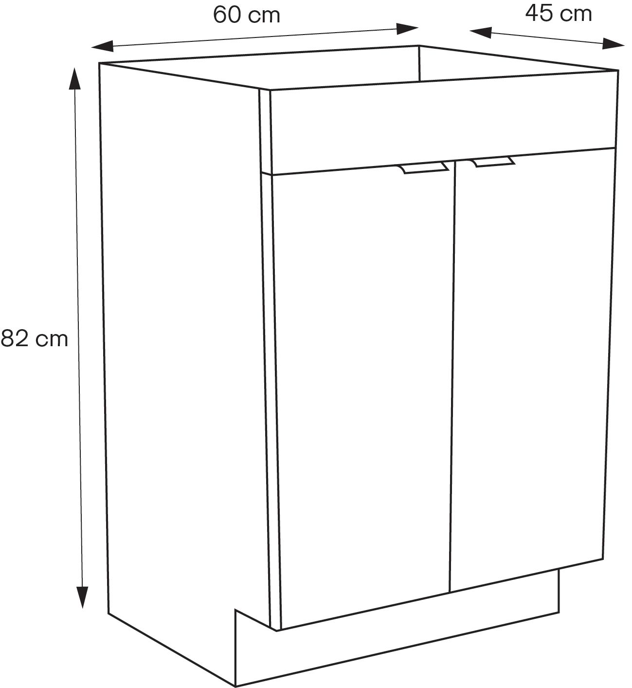 GoodHome Imandra Gloss Grey Double Bathroom Cabinet (H)82cm (W)60cm