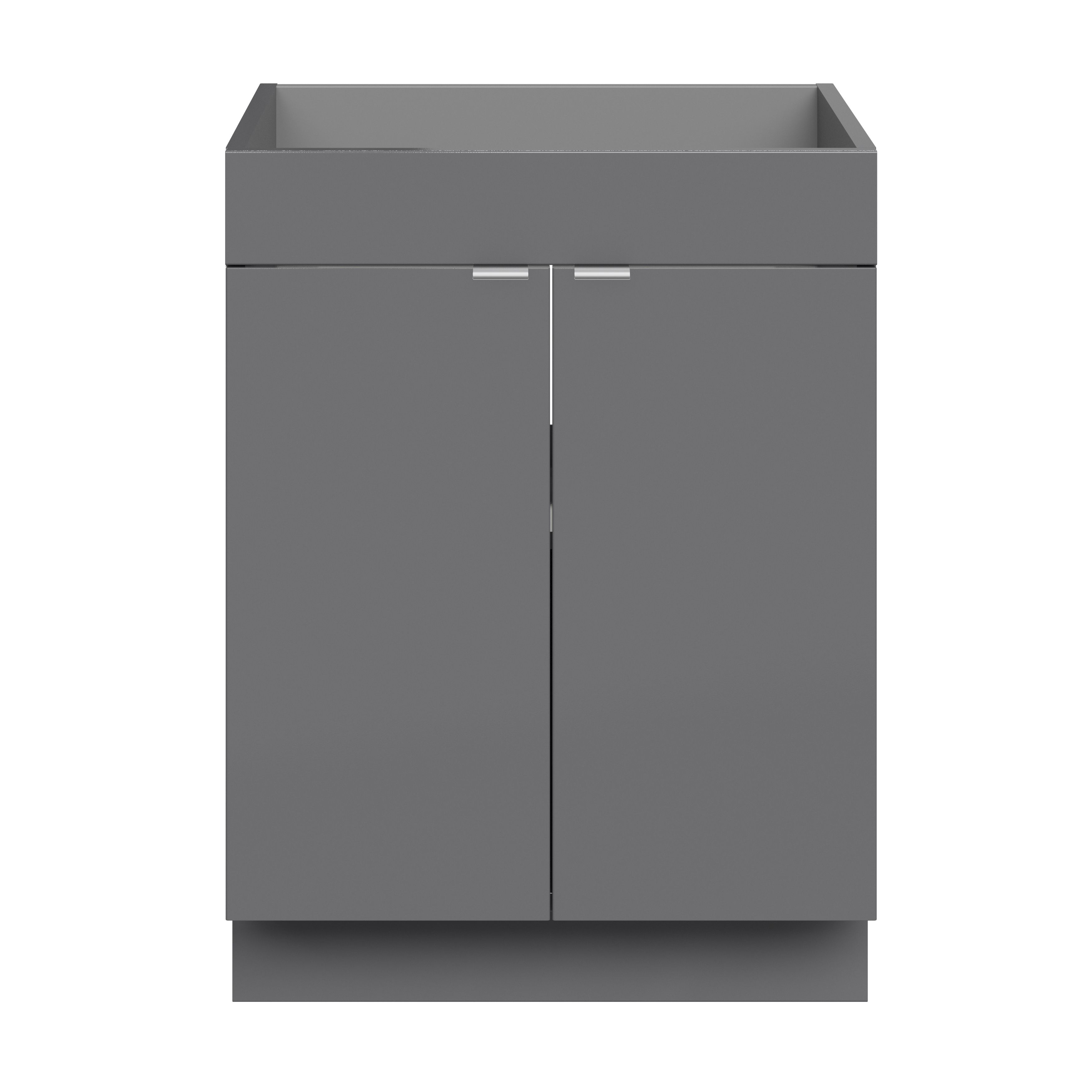 GoodHome Imandra Gloss Grey Double Bathroom Cabinet (H)82cm (W)60cm