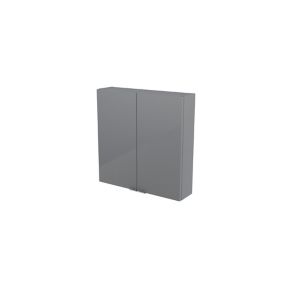 GoodHome Imandra Gloss Grey Double Bathroom Wall cabinet (H)60cm (W)60cm