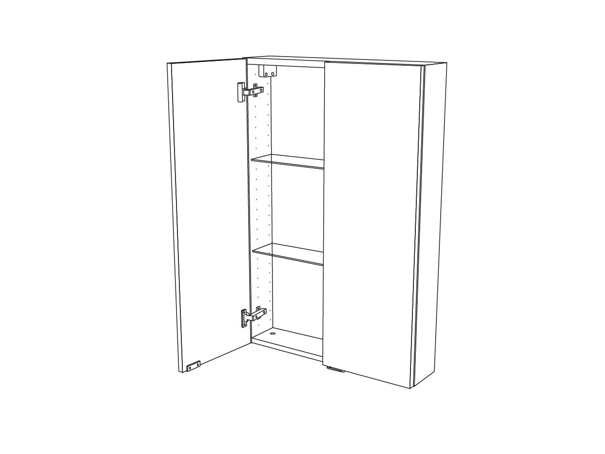 GoodHome Imandra Gloss Grey Double Bathroom Wall cabinet (H)90cm (W)60cm