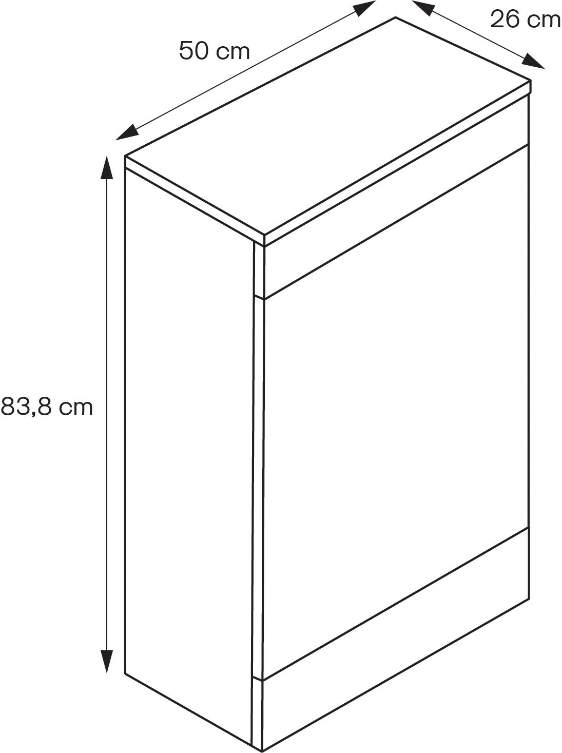 GoodHome Imandra Gloss Grey Freestanding Toilet Cabinet (W)500mm (H)840mm