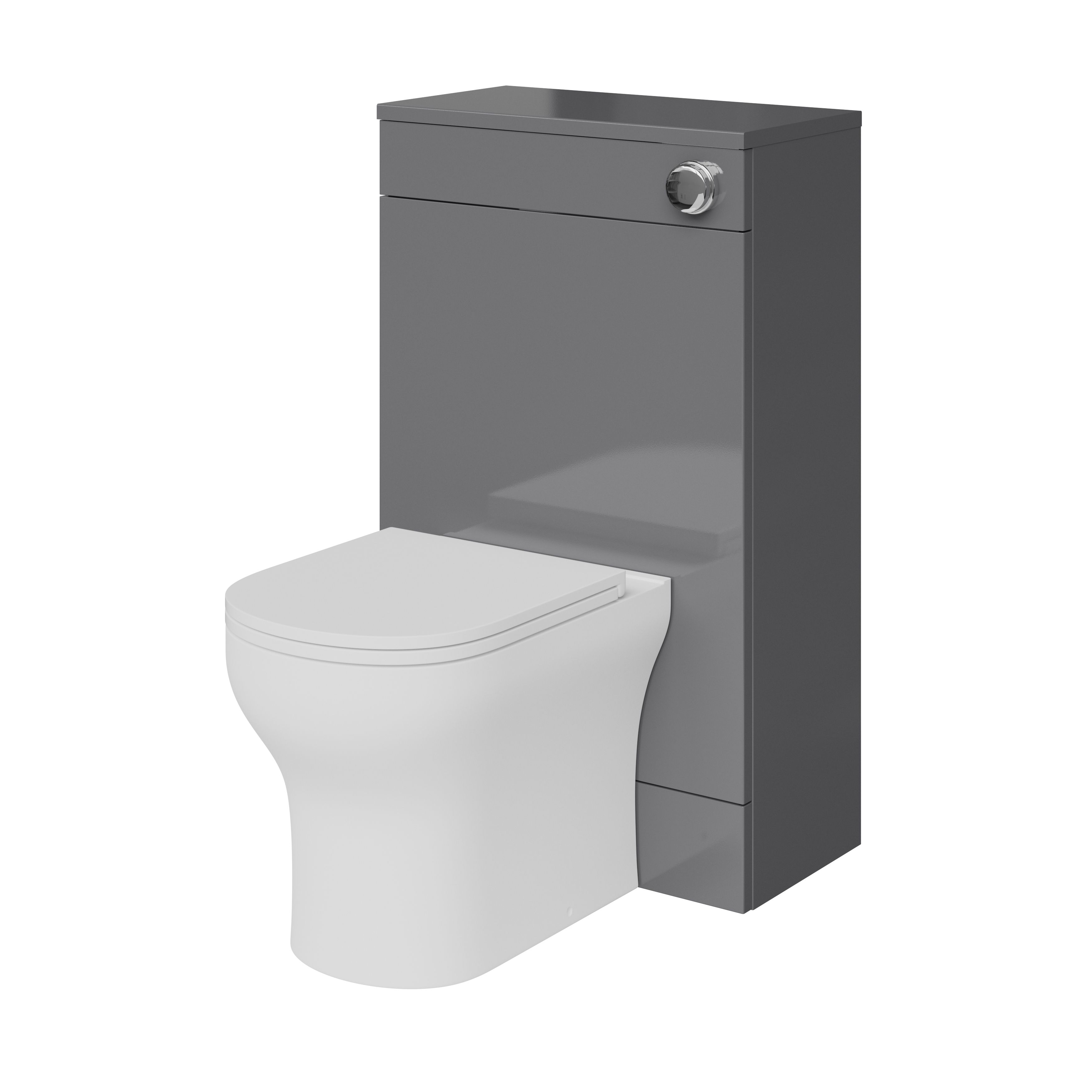 GoodHome Imandra Gloss Grey Freestanding Toilet Cabinet (W)500mm (H)840mm