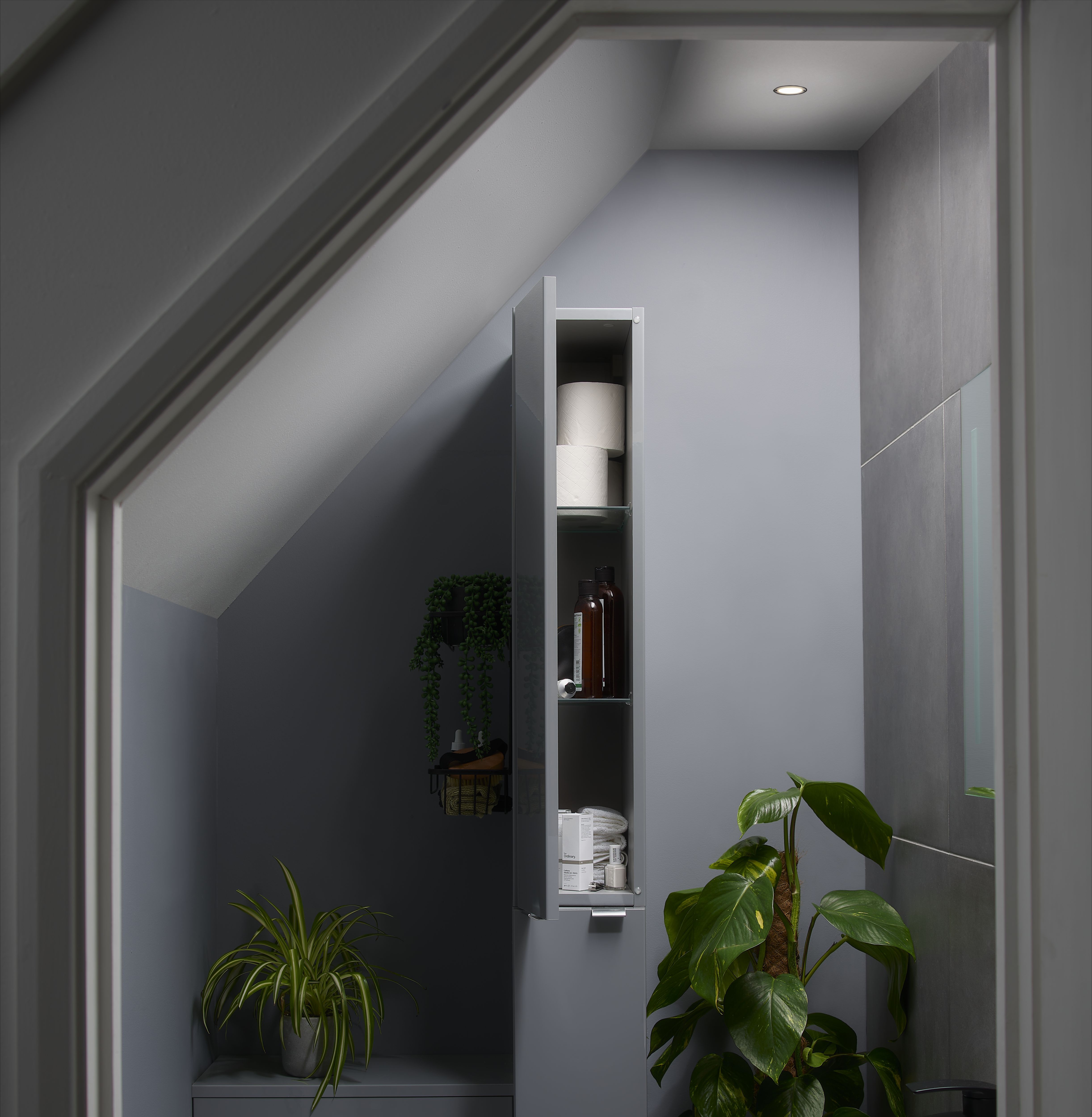 GoodHome Imandra Gloss Grey Single Deep Wall Cabinet (W)200mm (H)900mm