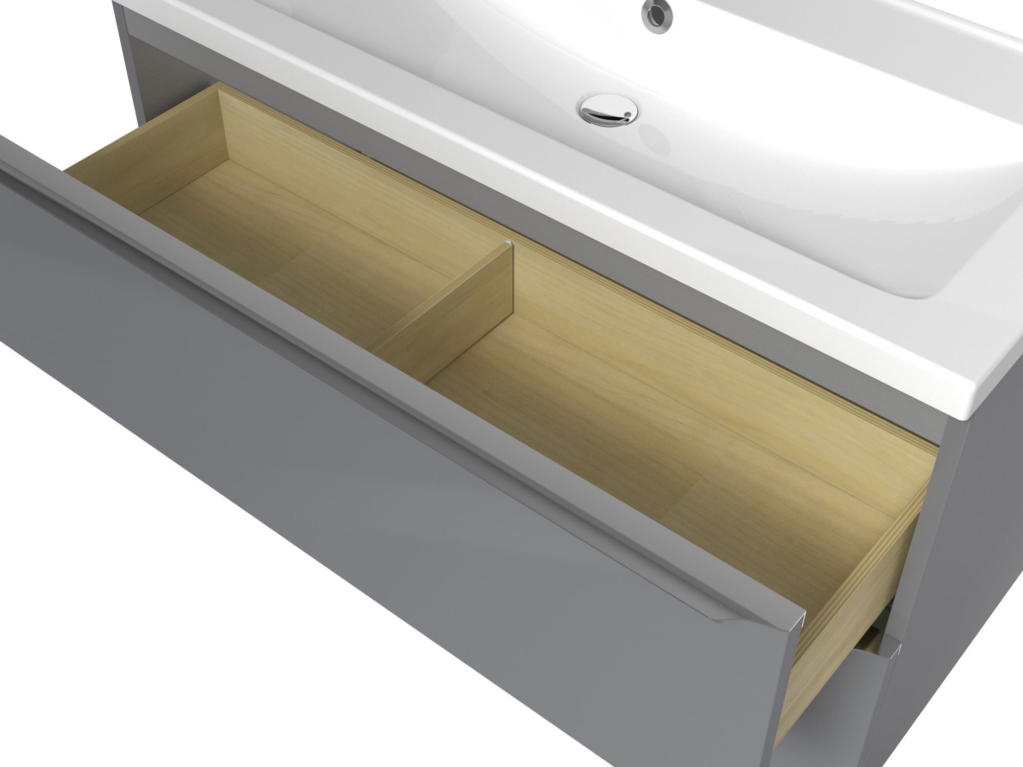 GoodHome Imandra Gloss Grey Wall-mounted Bathroom Vanity unit (H)60cm (W)100cm