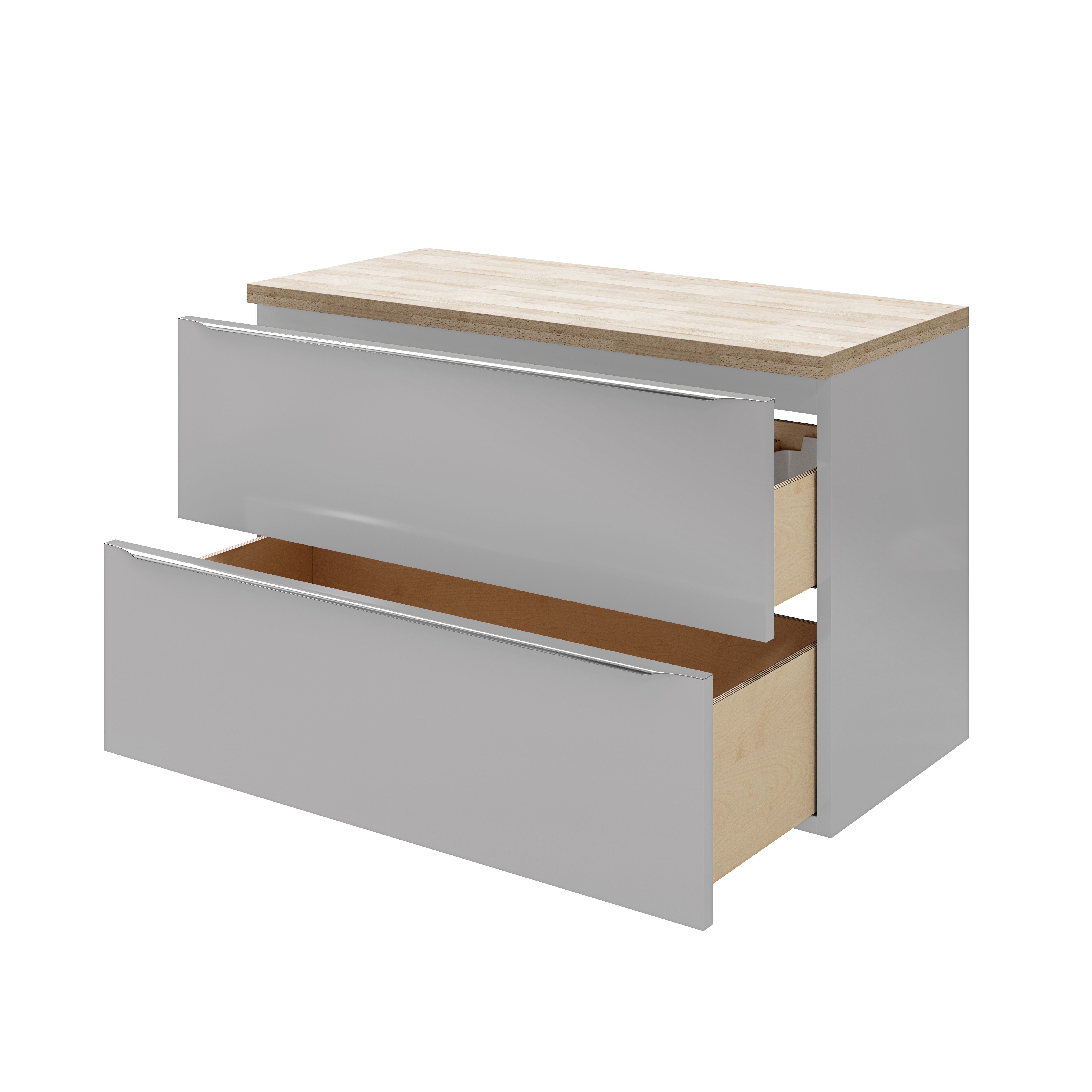 GoodHome Imandra Gloss Grey Wall-mounted Bathroom Vanity unit (H)60cm (W)100cm
