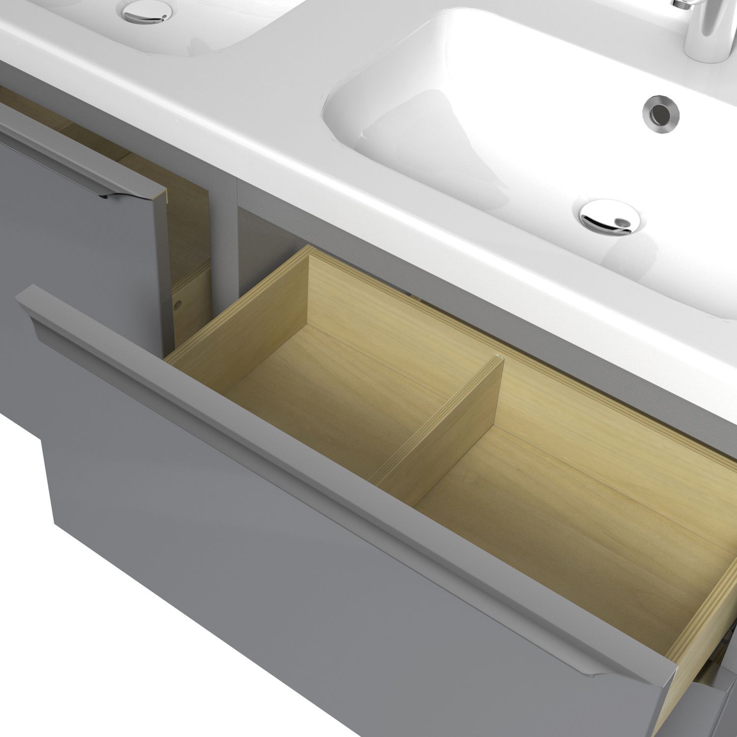 GoodHome Imandra Gloss Grey Wall-mounted Bathroom Vanity unit (H)60cm (W)120cm