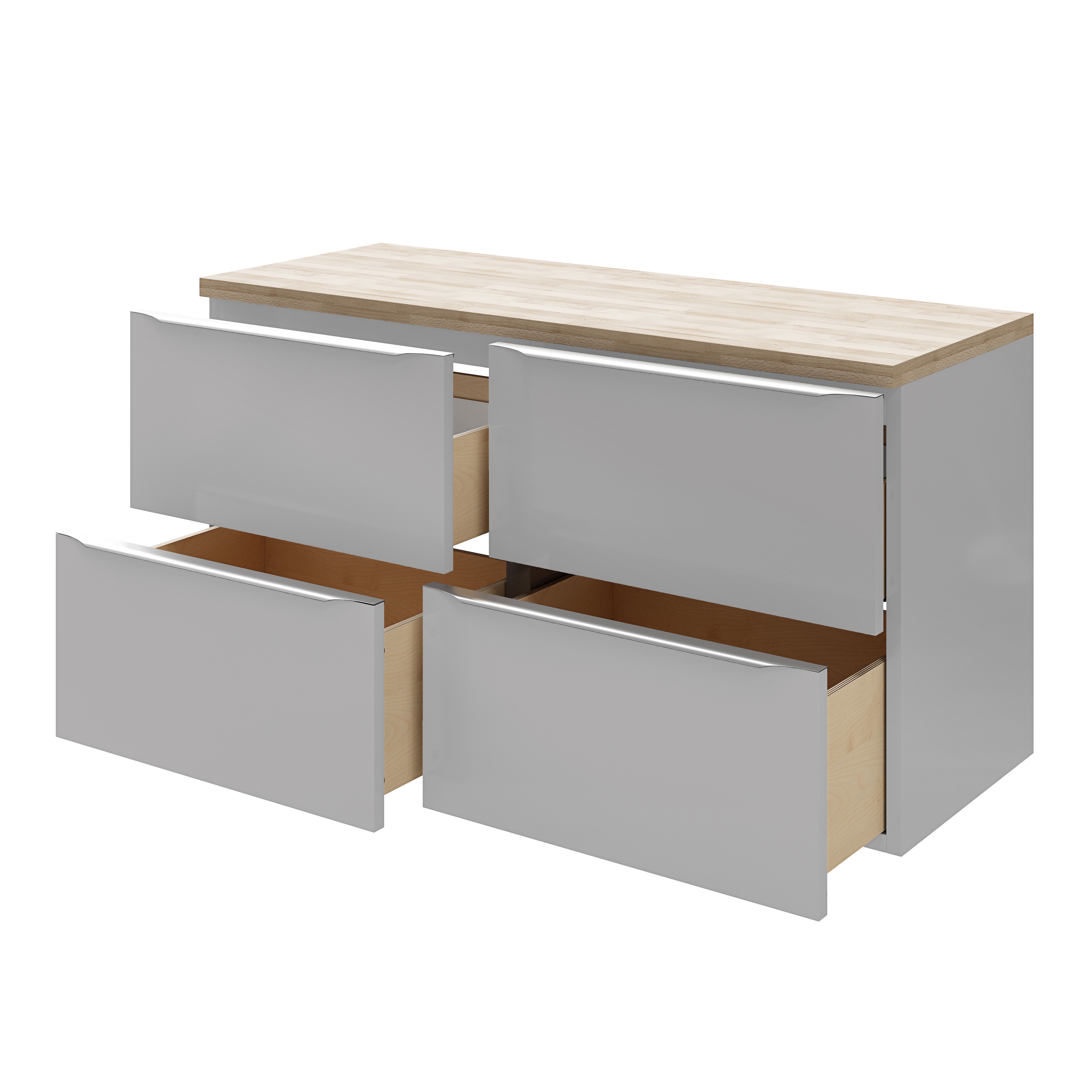 GoodHome Imandra Gloss Grey Wall-mounted Bathroom Vanity unit (H)60cm (W)120cm