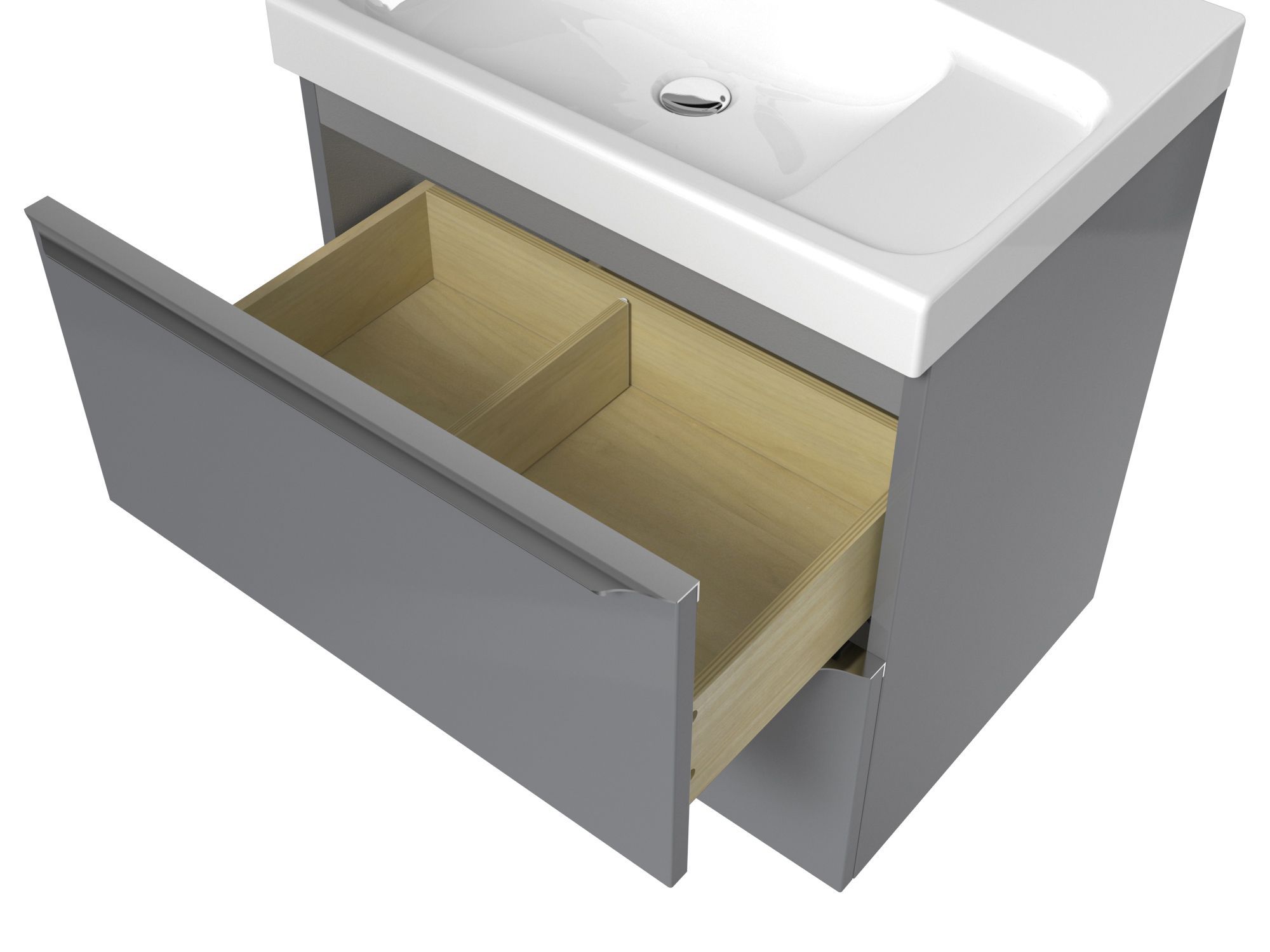 GoodHome Imandra Gloss Grey Wall-mounted Bathroom Vanity unit (H)60cm (W)60cm