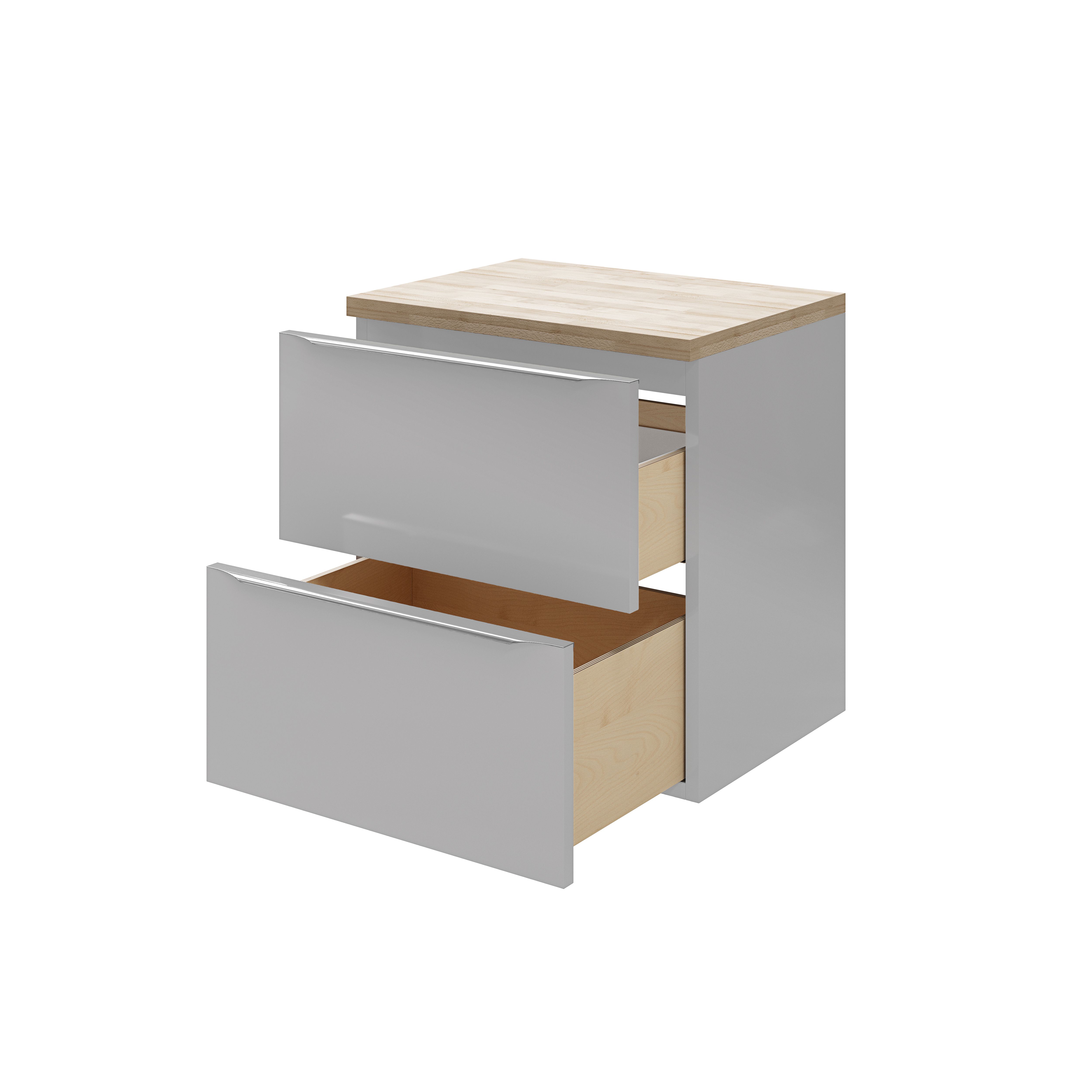 GoodHome Imandra Gloss Grey Wall-mounted Bathroom Vanity unit (H)60cm (W)60cm