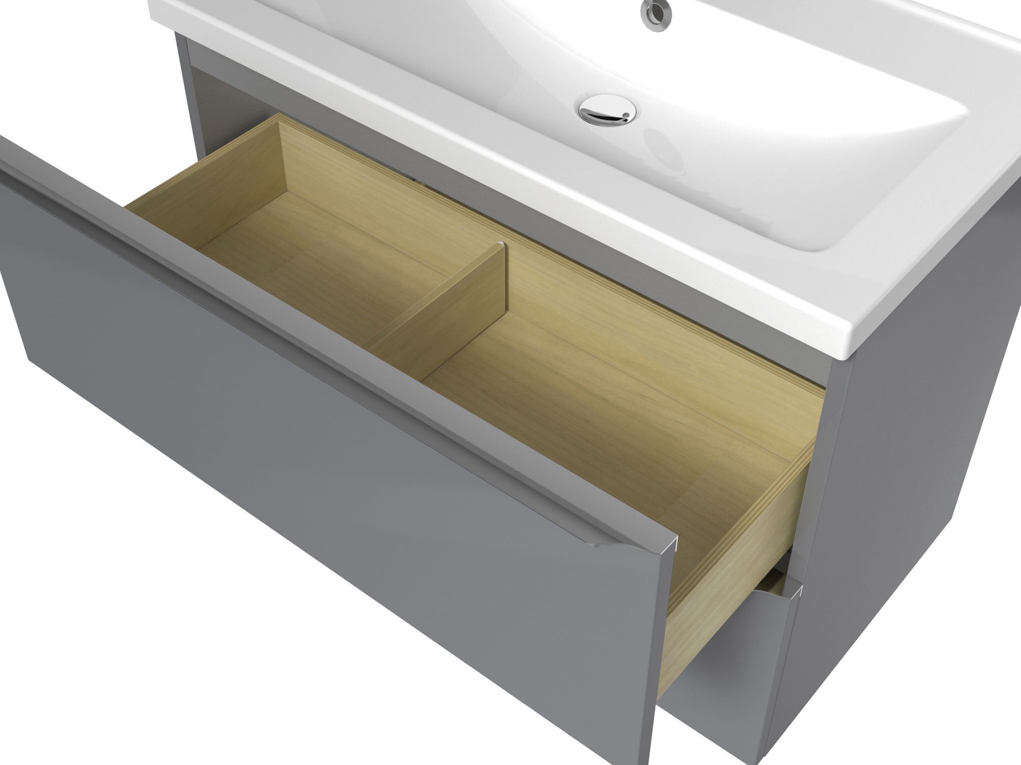GoodHome Imandra Gloss Grey Wall-mounted Bathroom Vanity unit (H)60cm (W)80cm