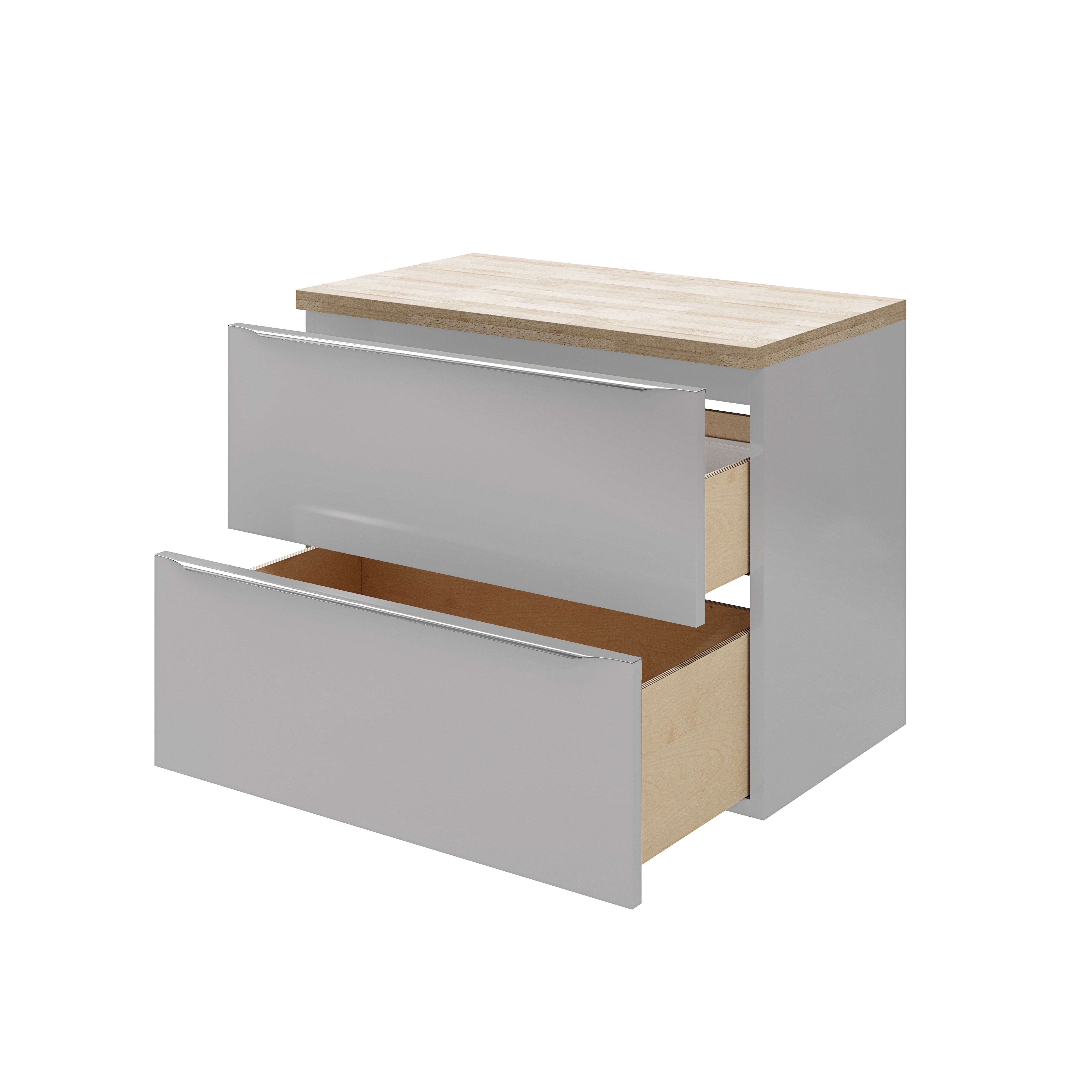 GoodHome Imandra Gloss Grey Wall-mounted Bathroom Vanity unit (H)60cm (W)80cm