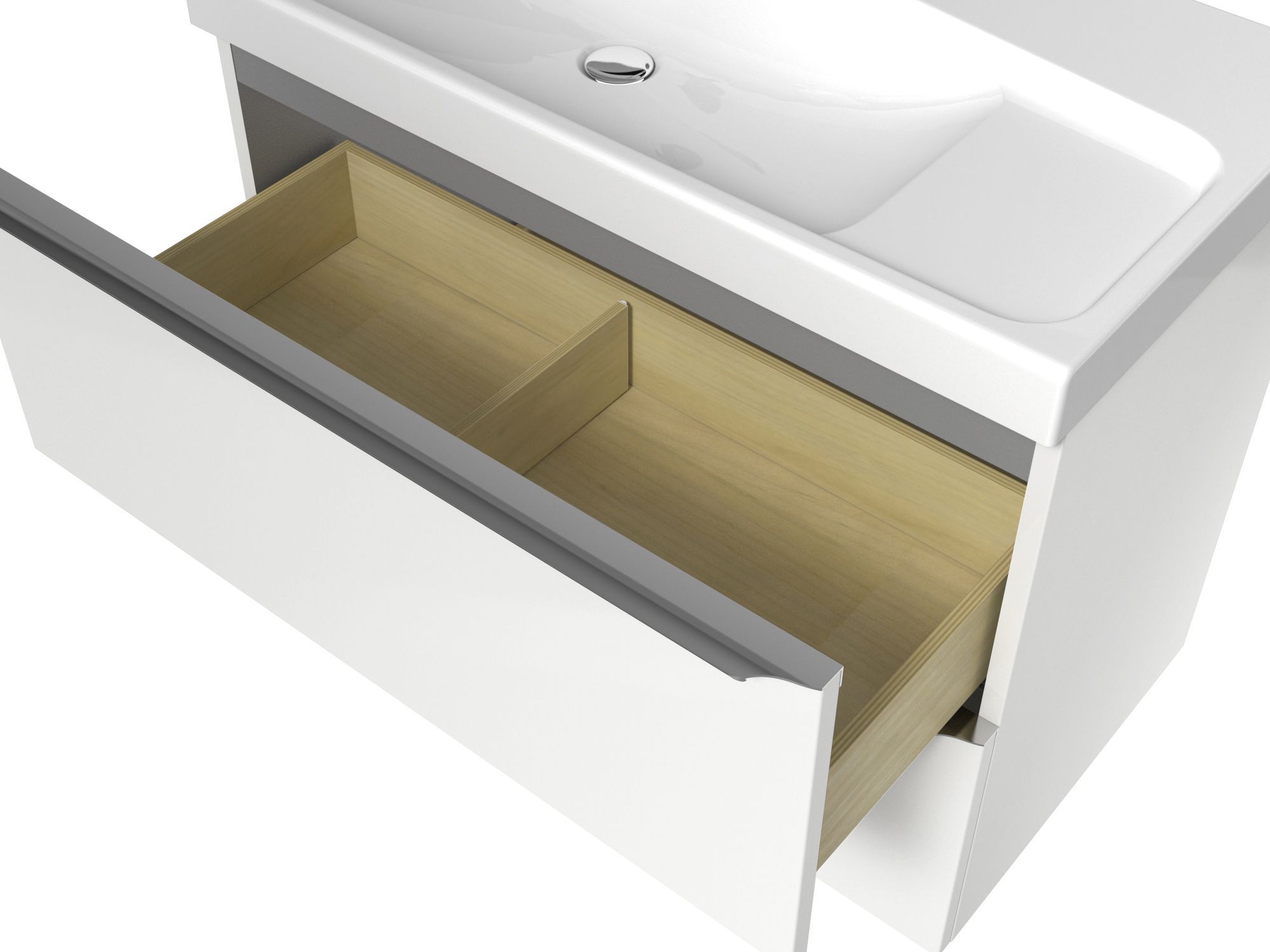 GoodHome Imandra Gloss White Bathroom Cabinet (H)82cm (W)80cm