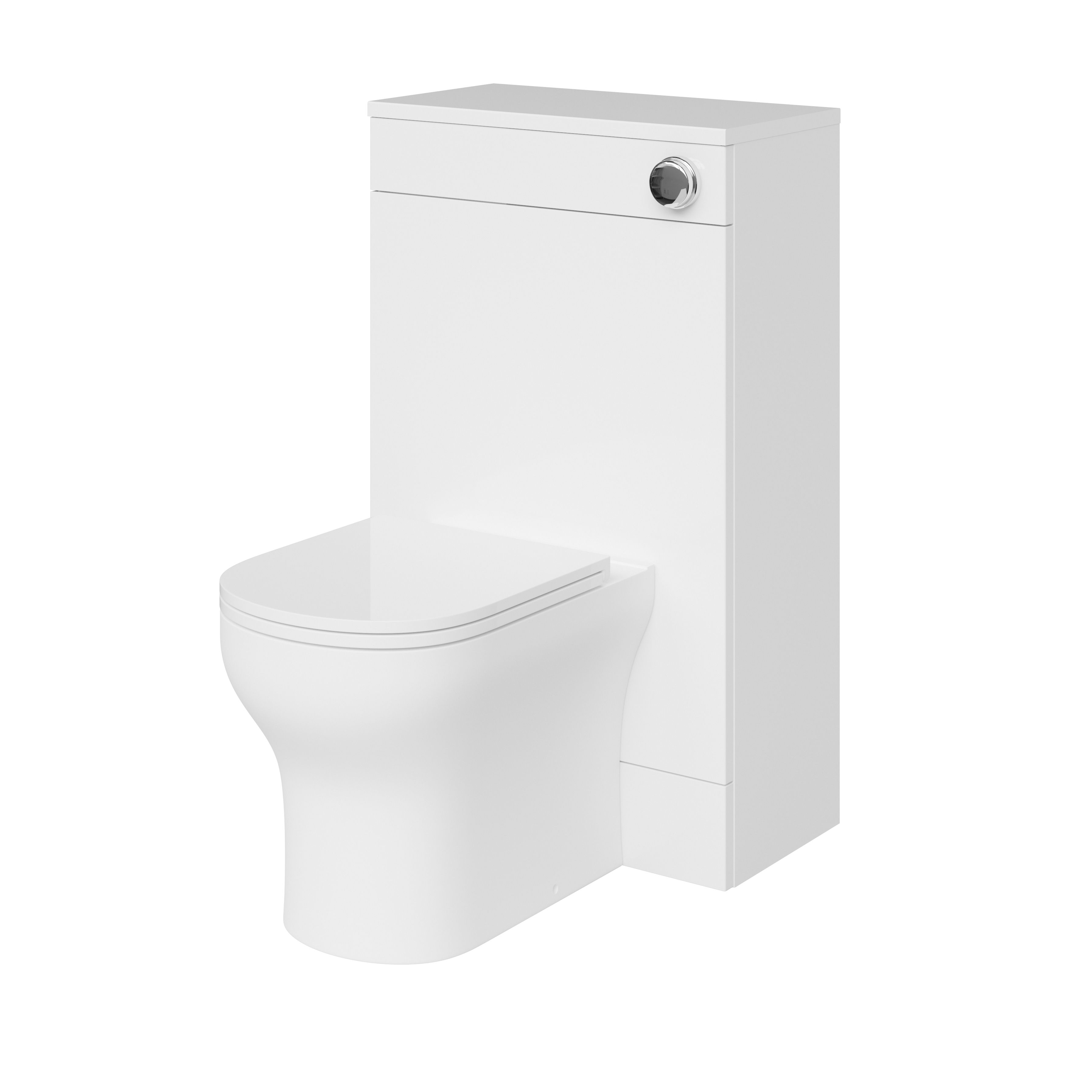 GoodHome Imandra Gloss White Freestanding Toilet Cabinet (W)500mm (H)840mm
