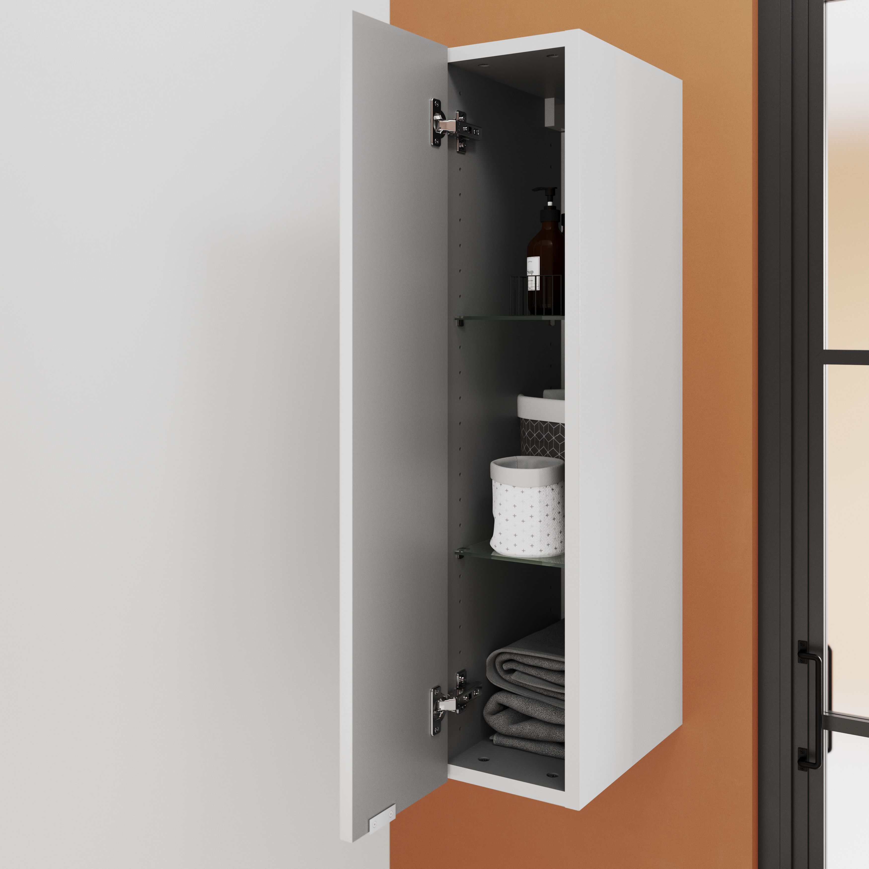 GoodHome Imandra Gloss White Single Deep Wall Cabinet (W)200mm (H)900mm