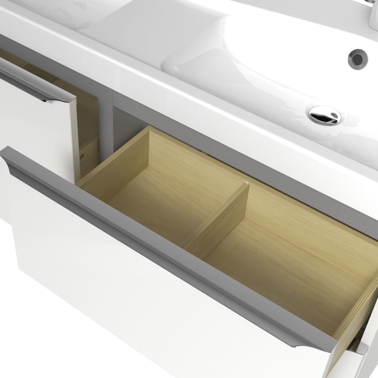 GoodHome Imandra Gloss White Wall-mounted Bathroom Vanity unit (H)60cm (W)120cm