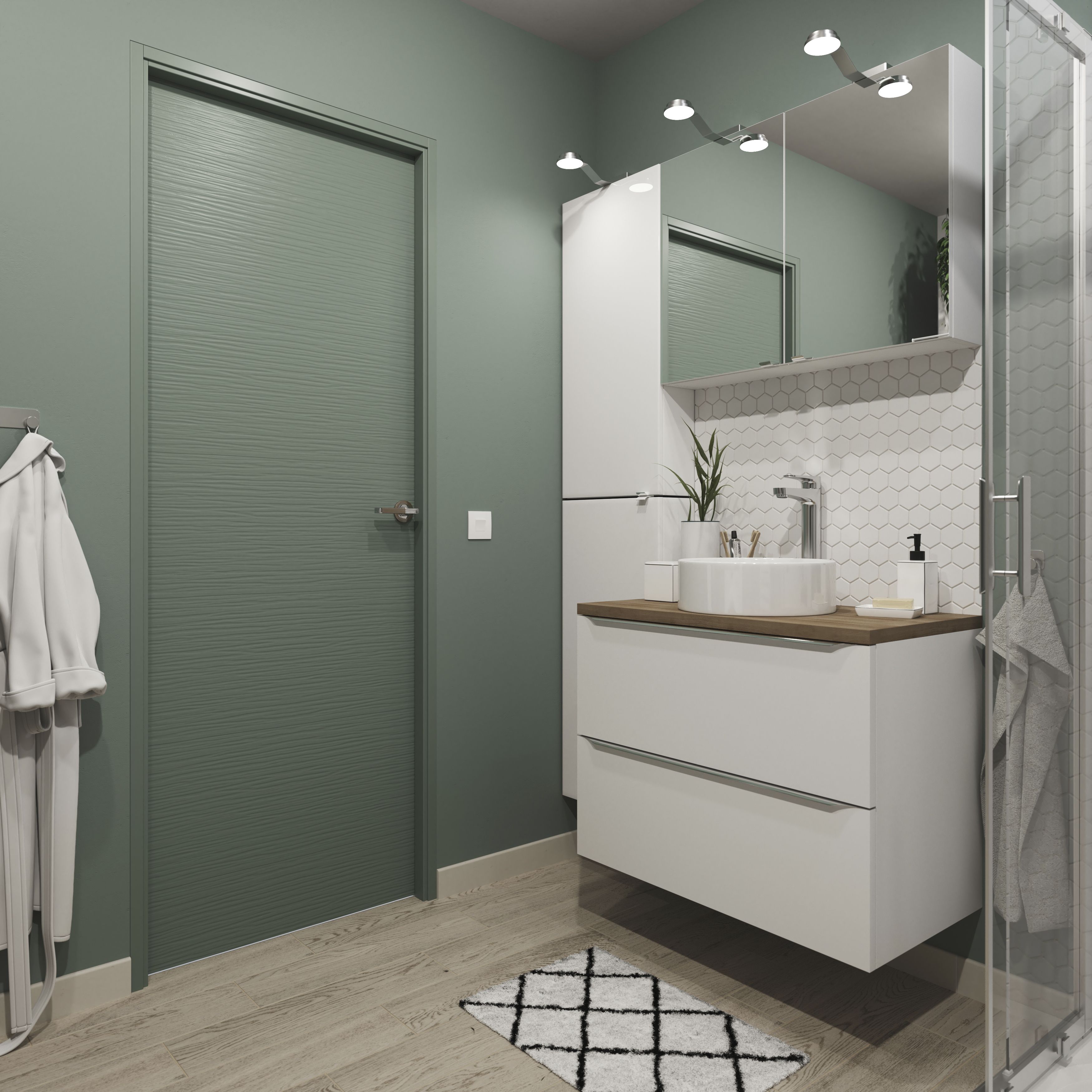 GoodHome Imandra Gloss White Wall-mounted Bathroom Vanity unit (H)60cm (W)80cm
