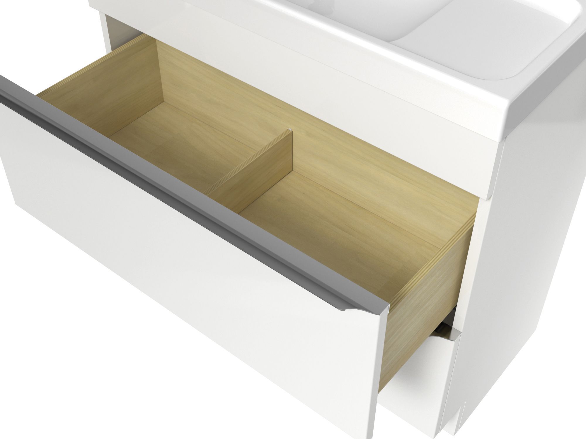GoodHome Imandra Gloss White Wall-mounted Bathroom Vanity unit (H)60cm (W)80cm