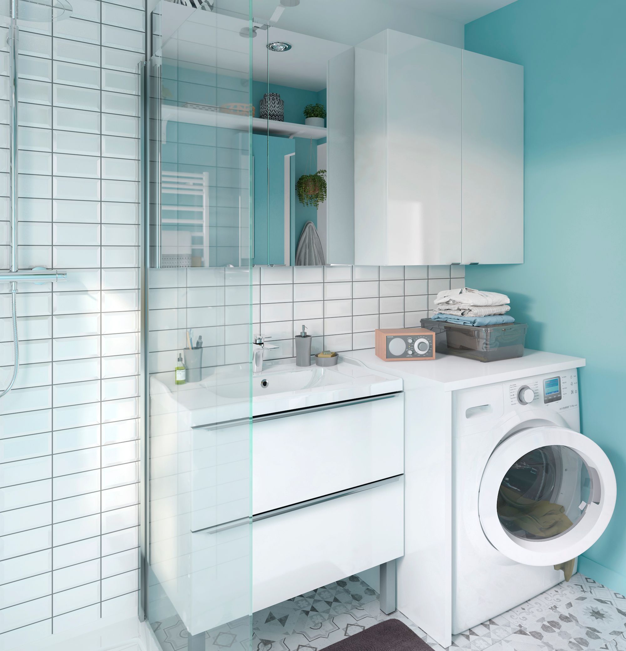 GoodHome Imandra Gloss White Wall-mounted Bathroom Vanity unit (H)60cm (W)80cm