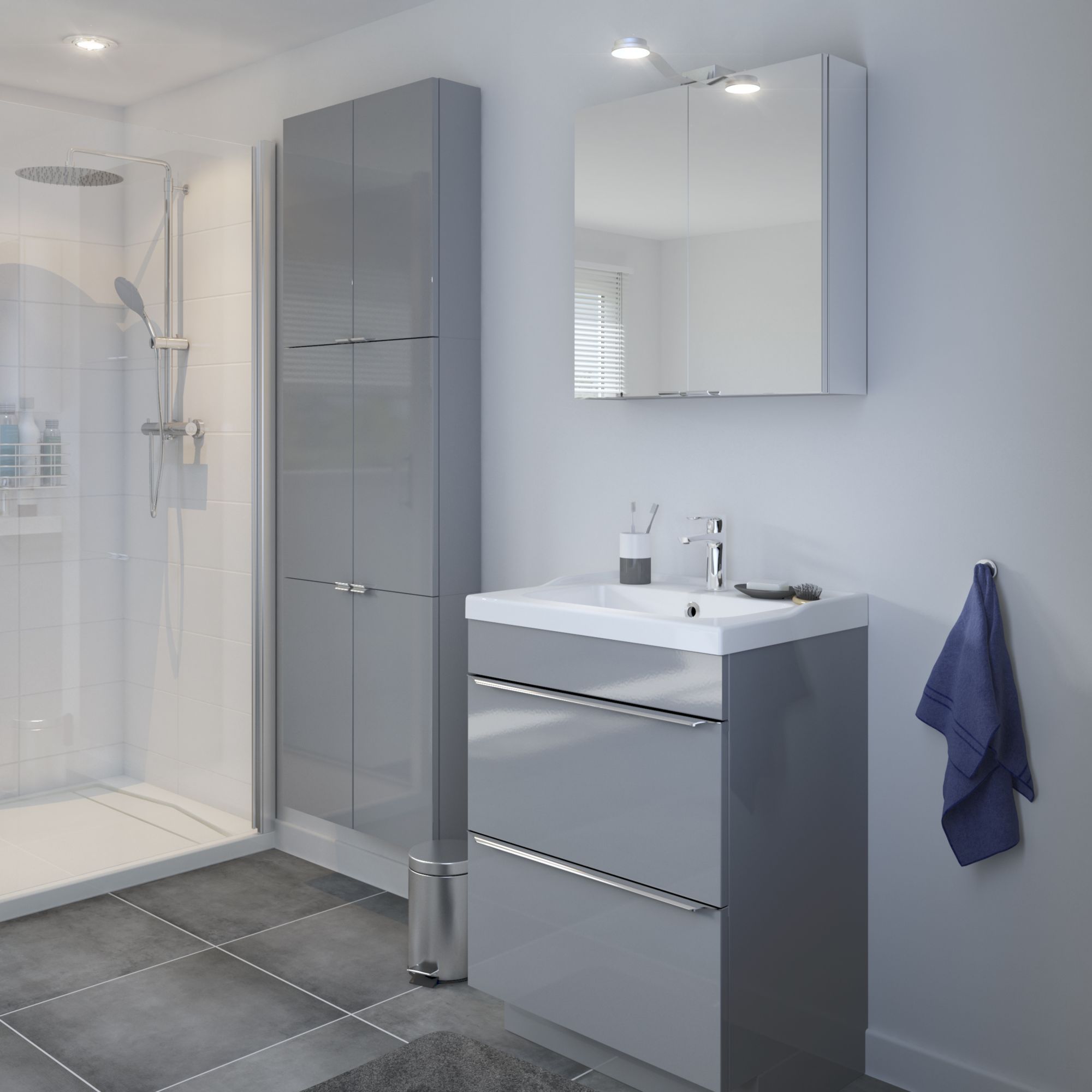 GoodHome Imandra & Lana Grey Freestanding Vanity unit & basin set (W)604mm