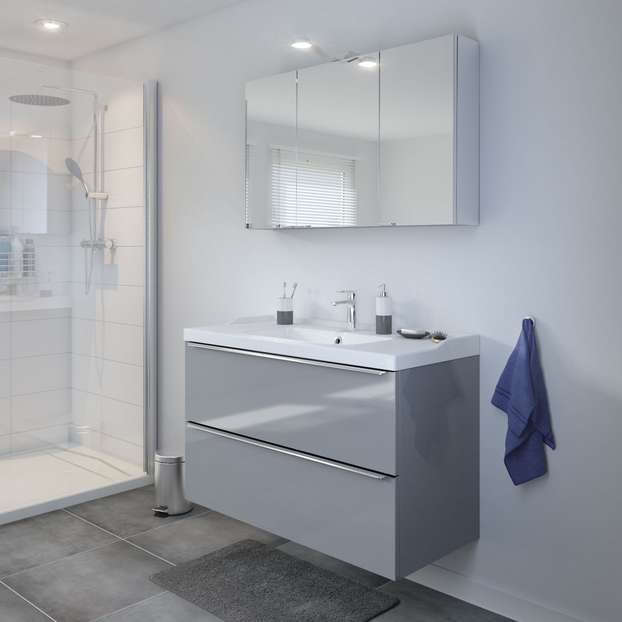 GoodHome Imandra & Lana Grey Wall-mounted Vanity unit & basin set (W)1004mm