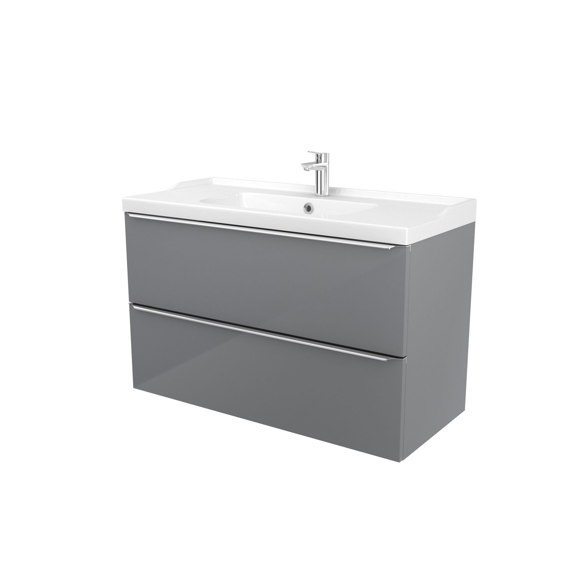 GoodHome Imandra & Lana Grey Wall-mounted Vanity unit & basin set (W)1004mm