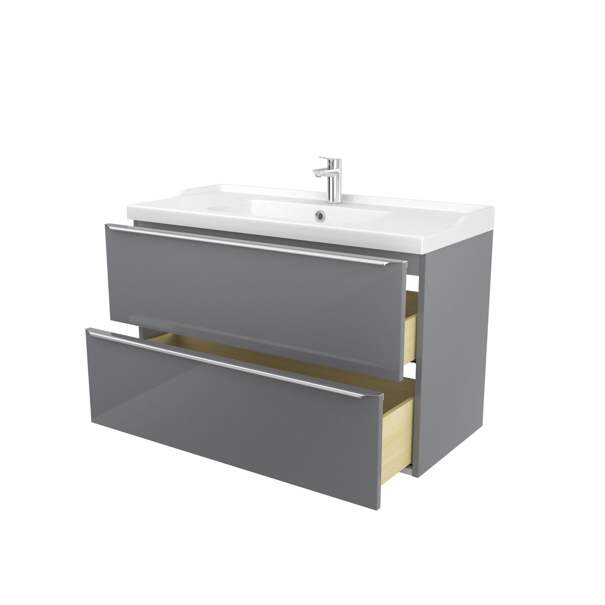 GoodHome Imandra & Lana Grey Wall-mounted Vanity unit & basin set (W)1004mm
