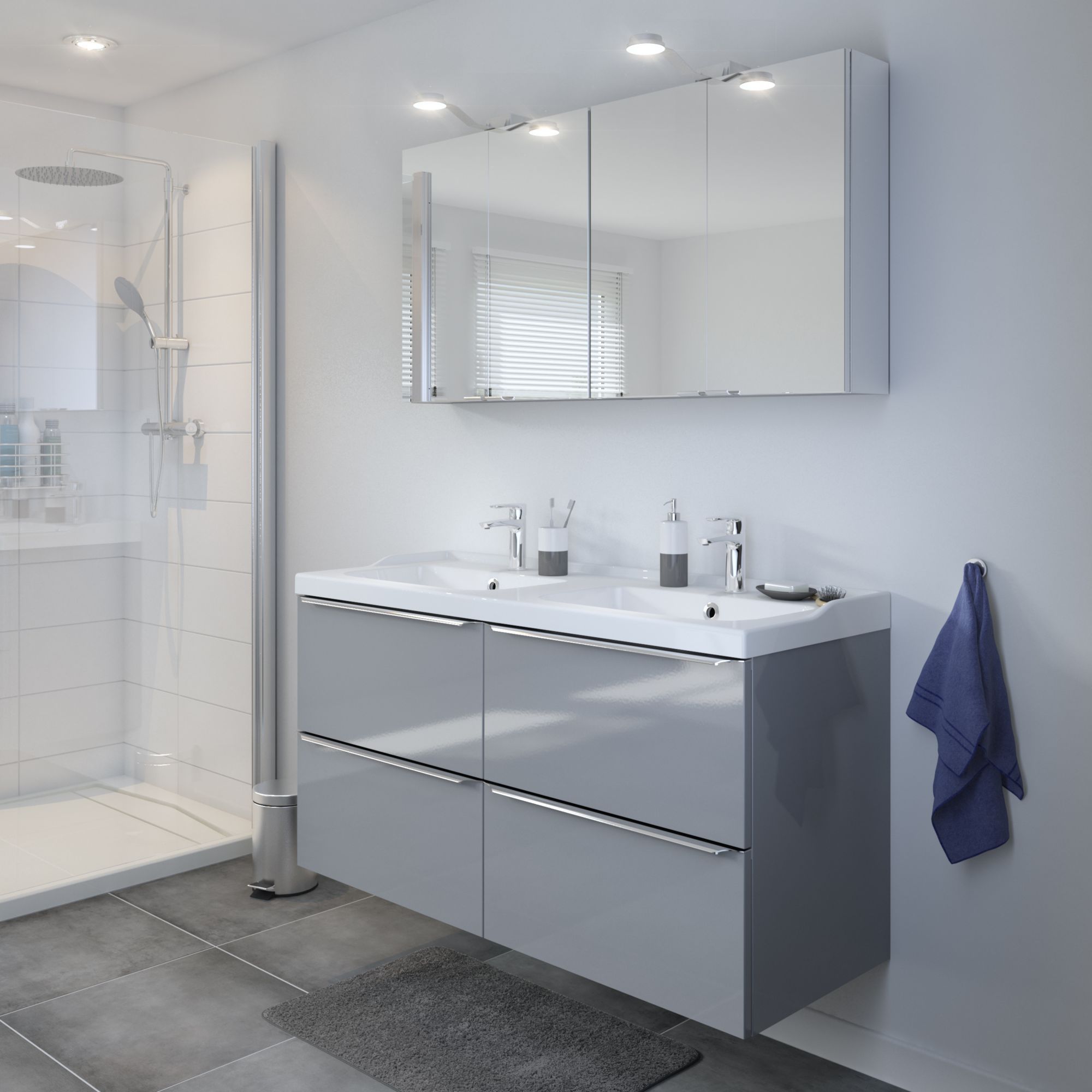 GoodHome Imandra & Lana Grey Wall-mounted Vanity unit & basin set (W)1204mm