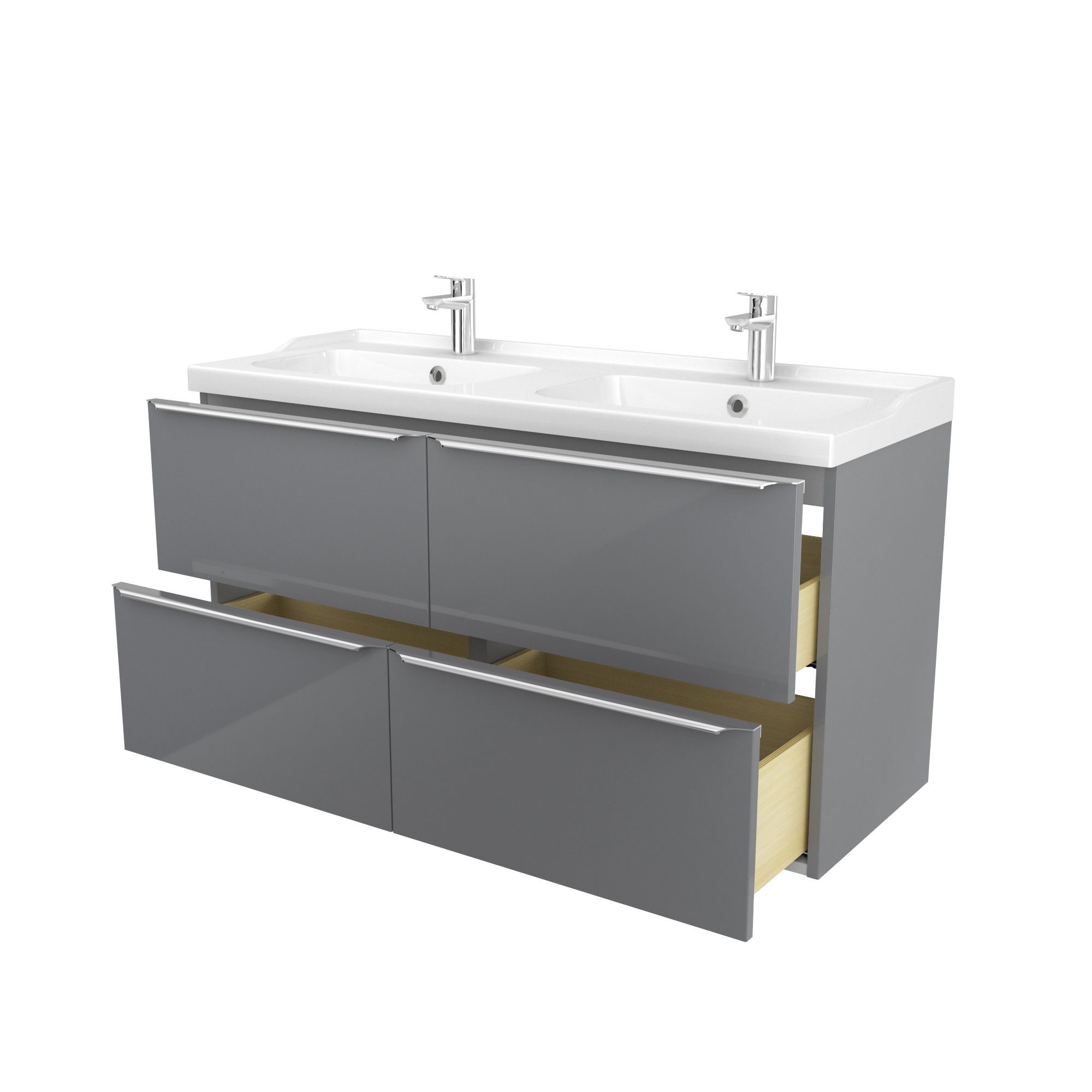 GoodHome Imandra & Lana Grey Wall-mounted Vanity unit & basin set (W)1204mm