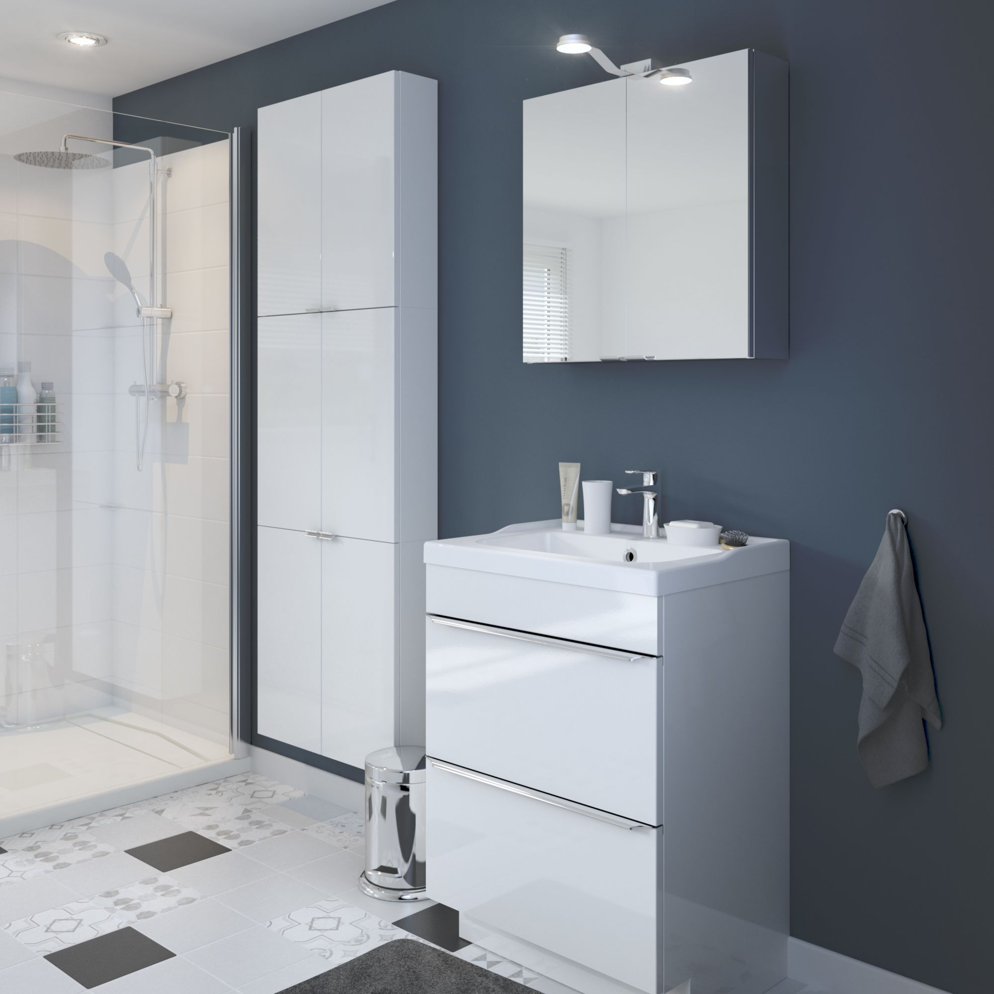 GoodHome Imandra & Lana White Freestanding Vanity unit & basin set (W)604mm