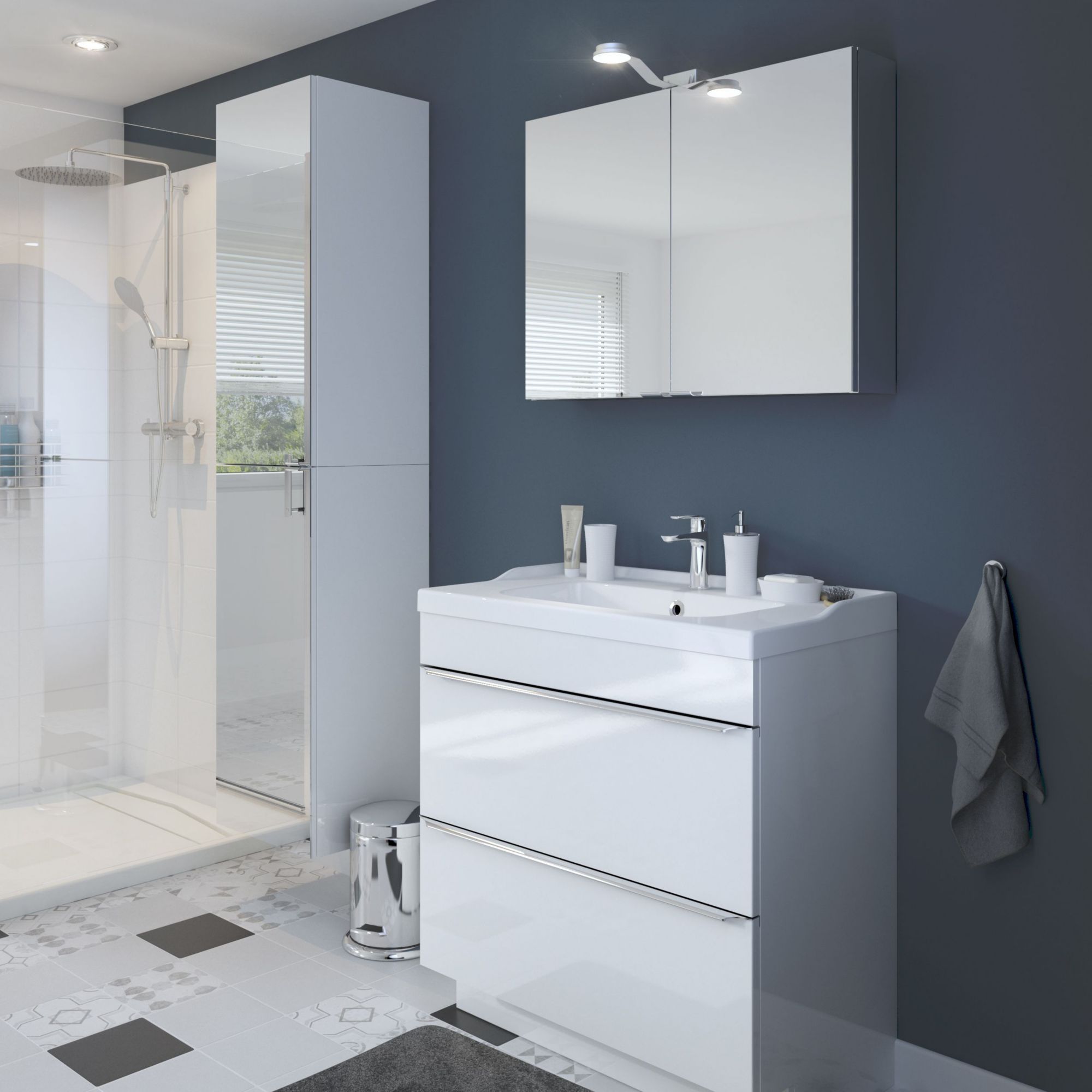 GoodHome Imandra & Lana White Freestanding Vanity unit & basin set (W)804mm