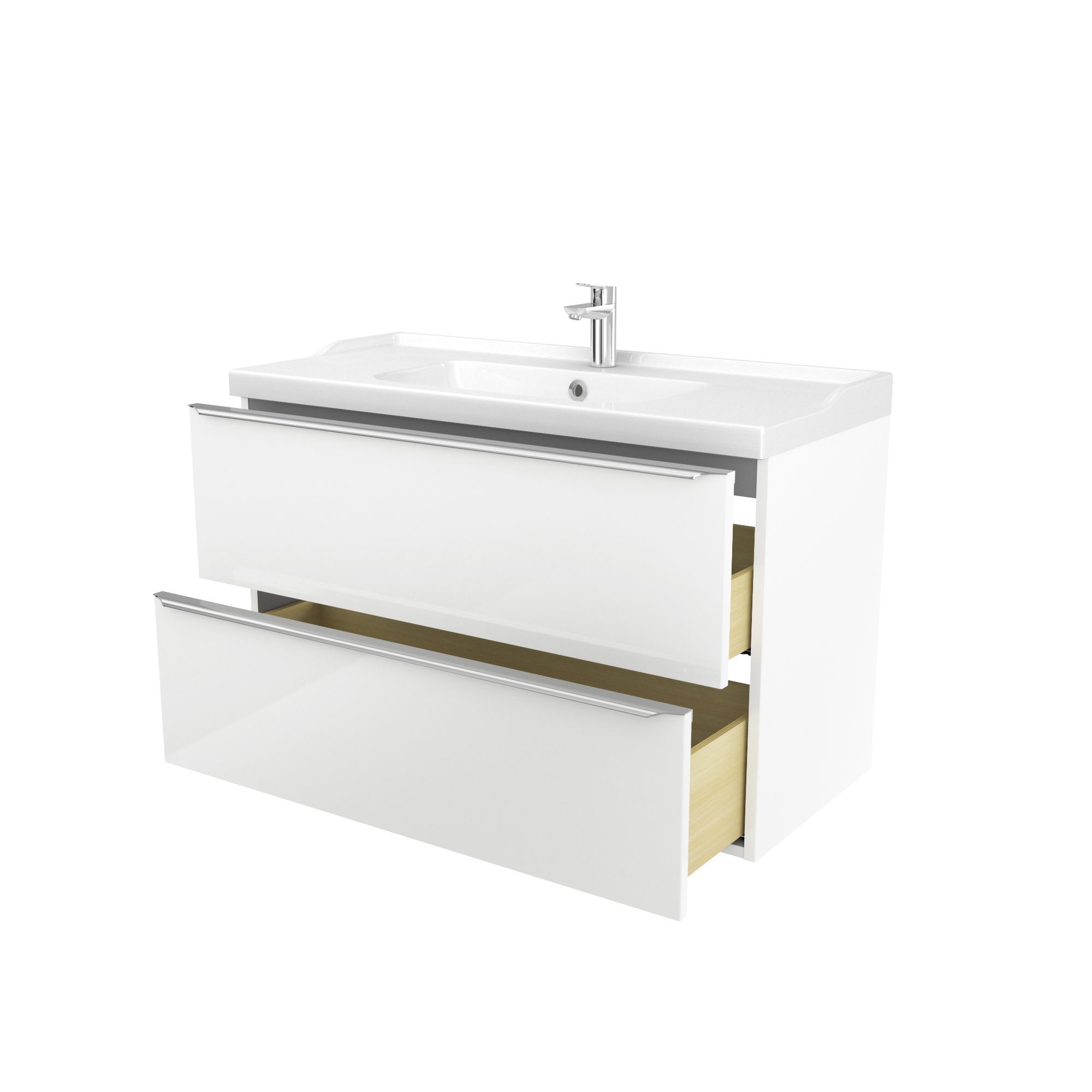 GoodHome Imandra & Lana White Wall-mounted Vanity unit & basin set (W)1004mm