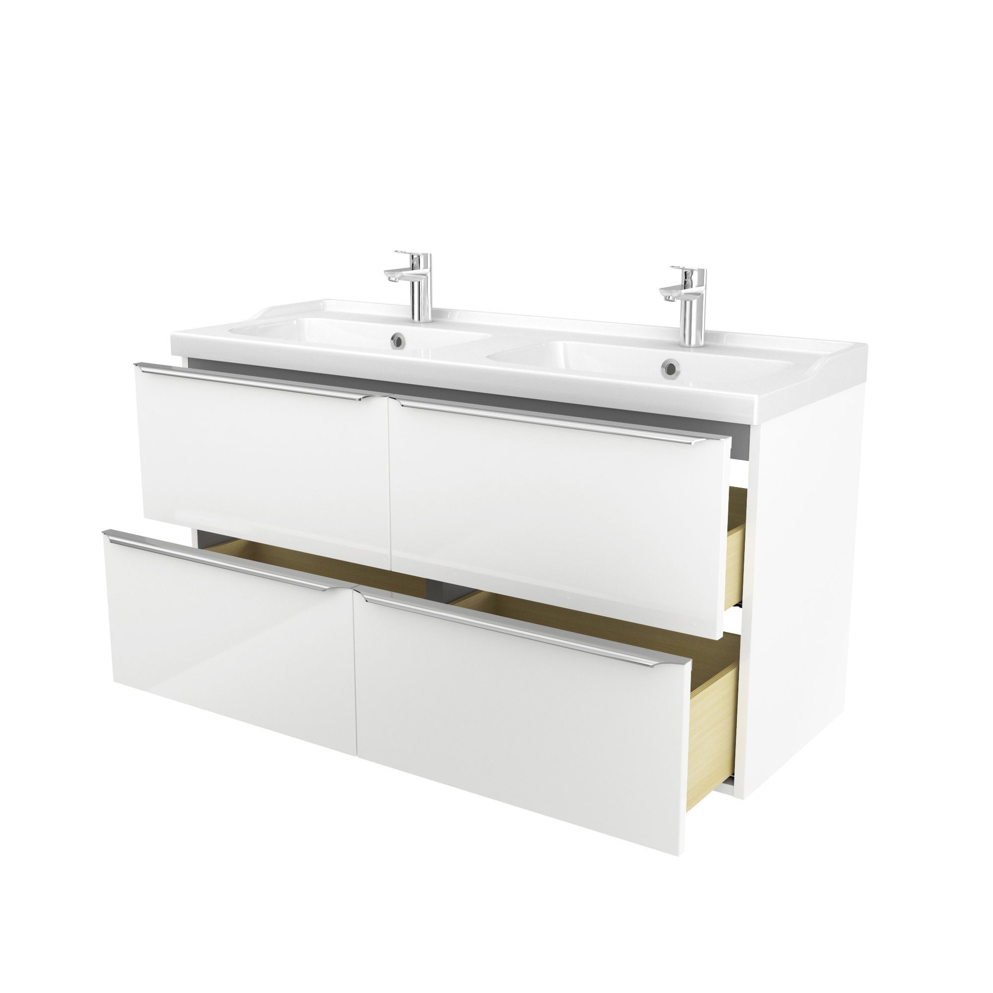 GoodHome Imandra & Lana White Wall-mounted Vanity unit & basin set (W)1204mm