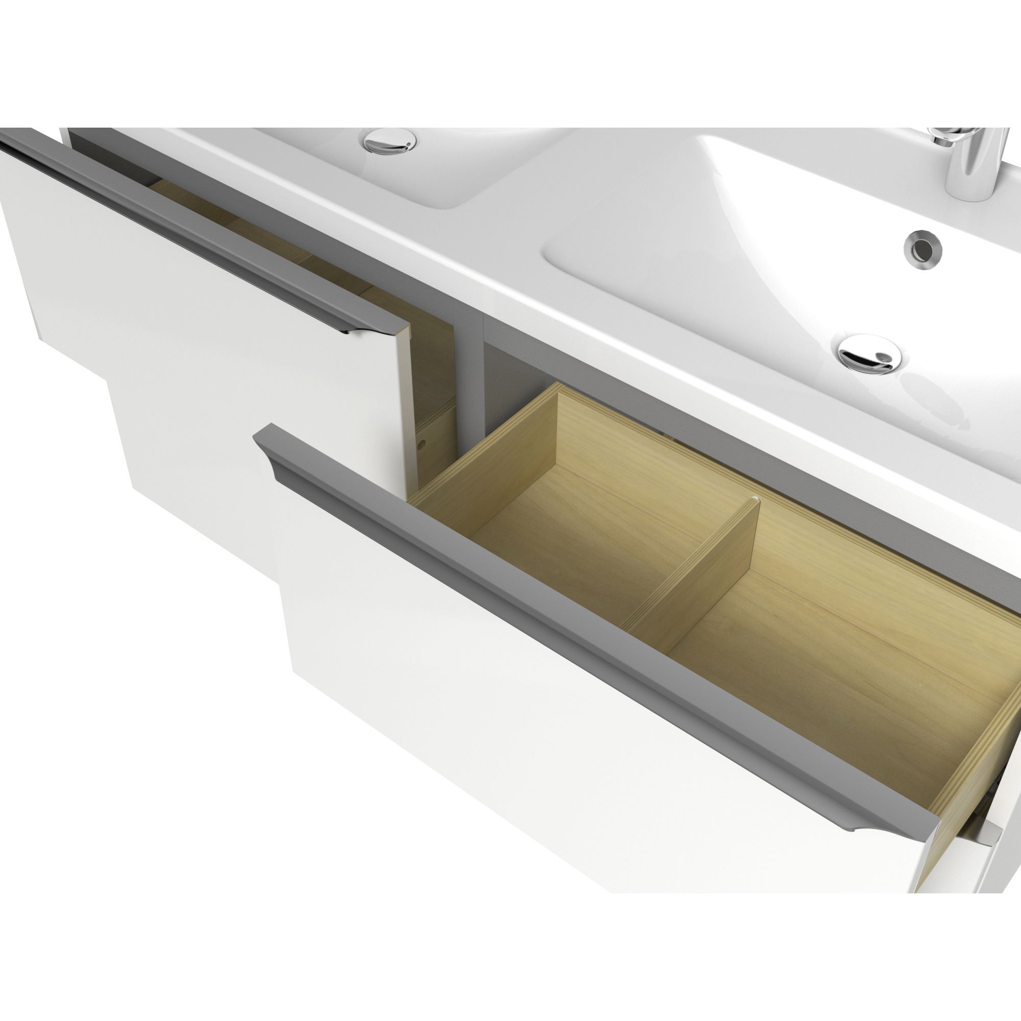 GoodHome Imandra & Lana White Wall-mounted Vanity unit & basin set (W)1204mm