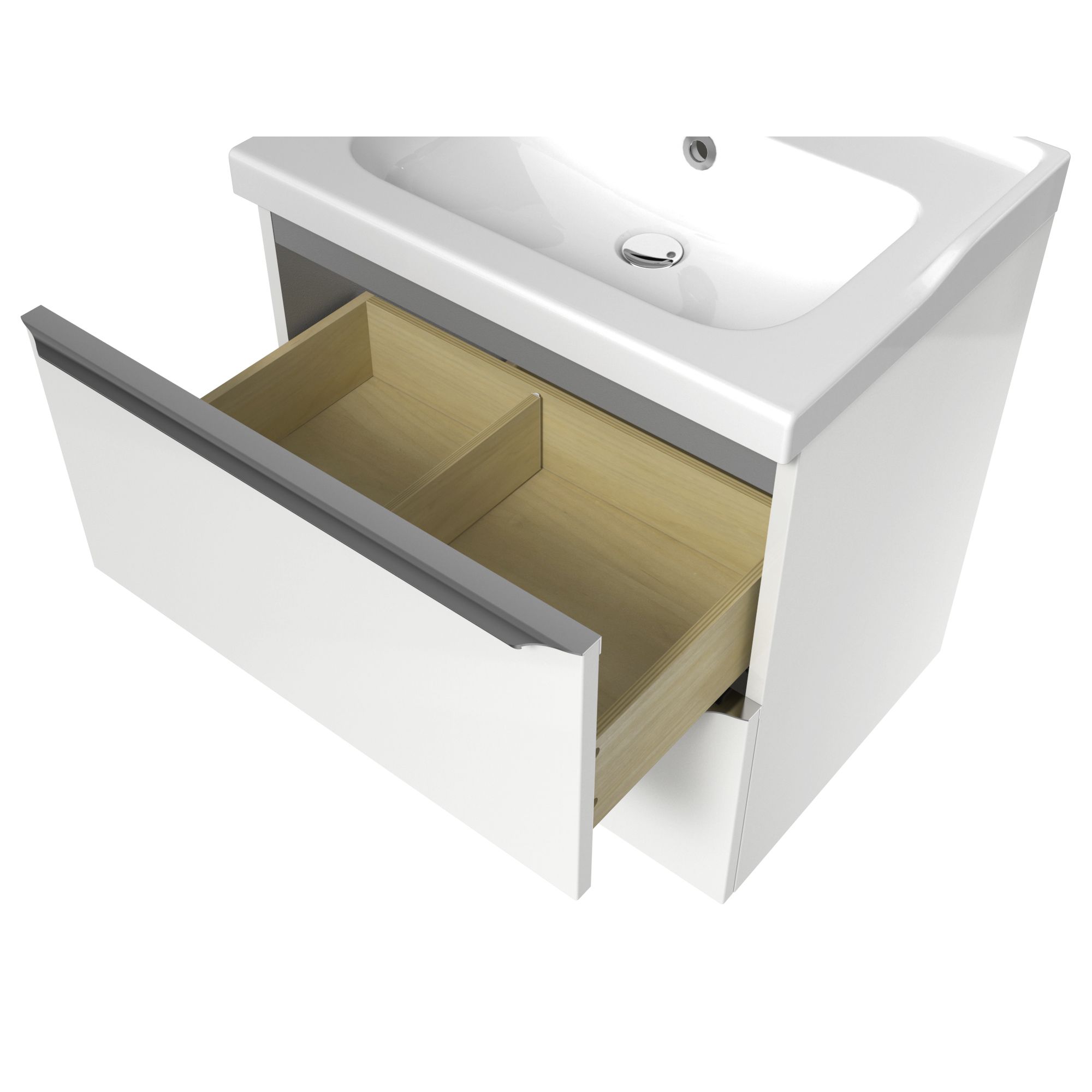 GoodHome Imandra & Lana White Wall-mounted Vanity unit & basin set (W)604mm
