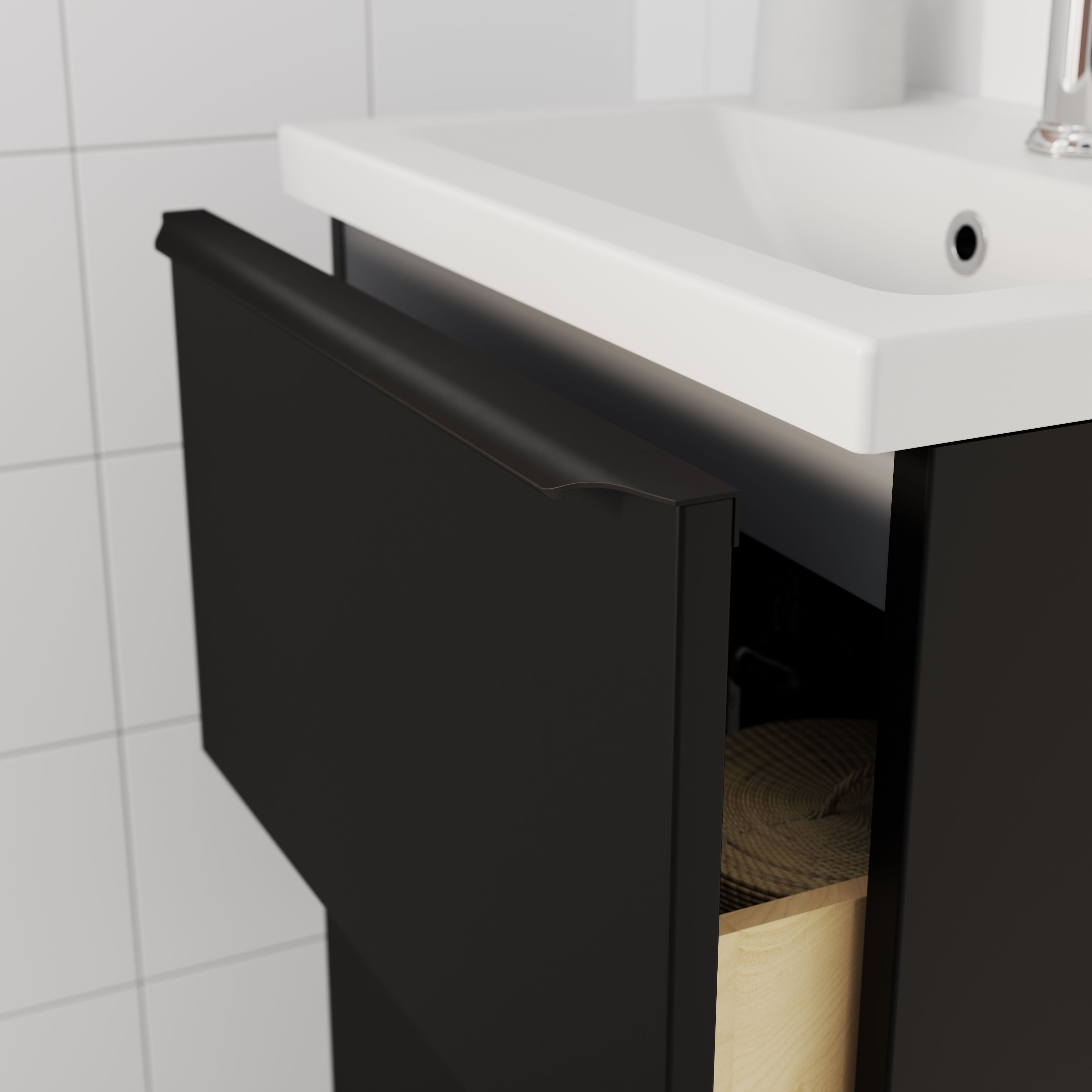GoodHome Imandra Matt Black Bathroom Handle (L)50cm
