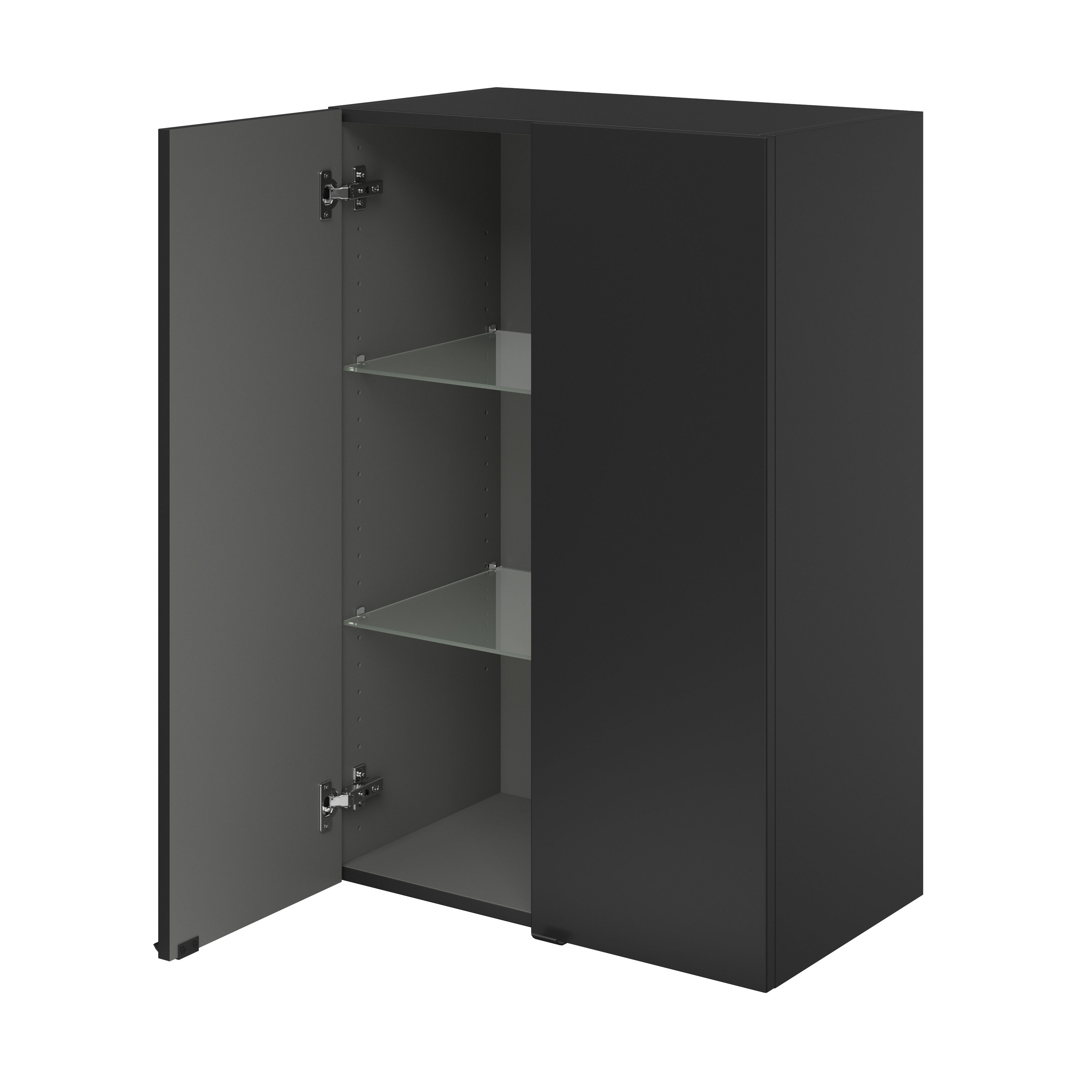 GoodHome Imandra Matt Black Double Deep Wall cabinet (W)600mm (H)900mm
