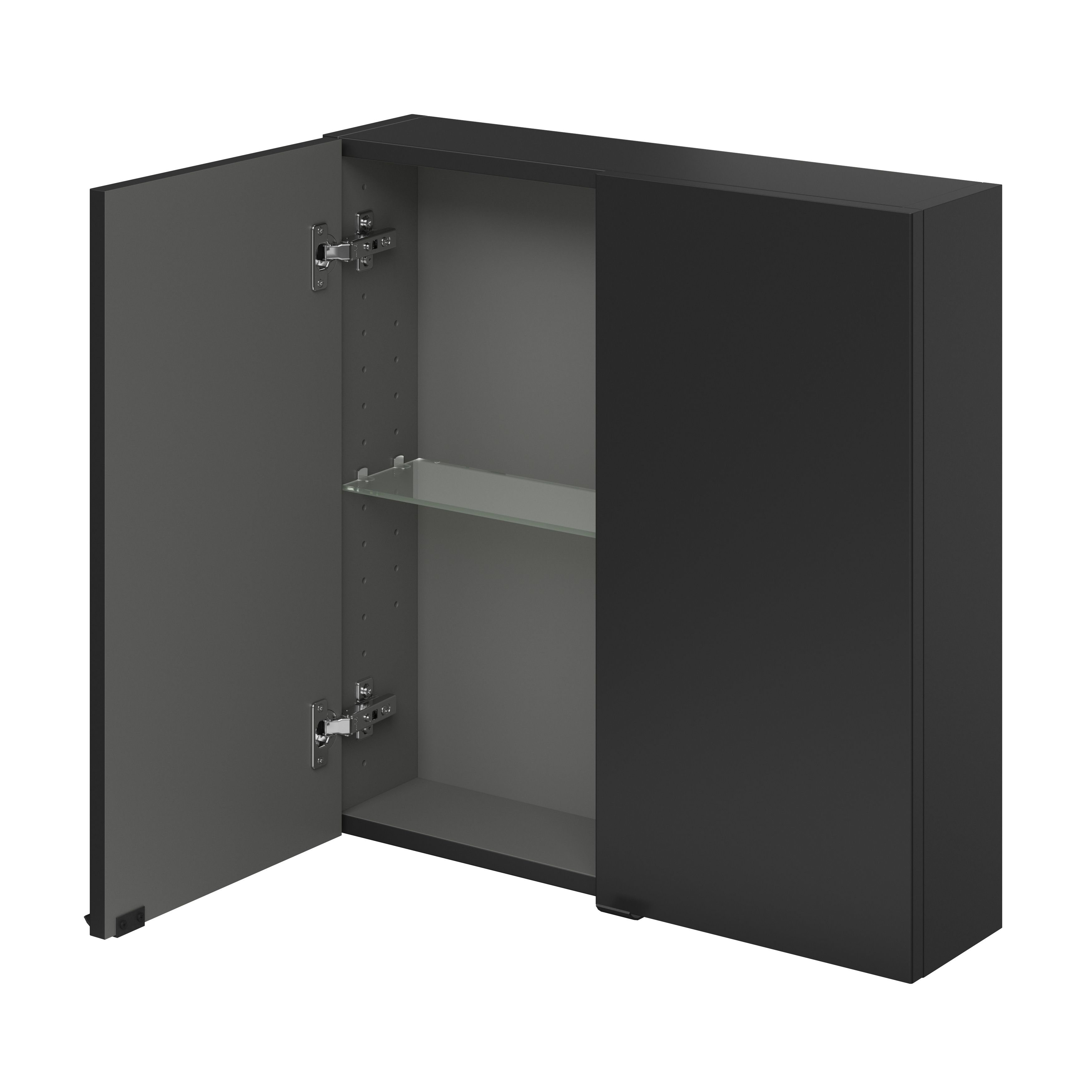 GoodHome Imandra Matt Black Double Wall Cabinet (W)600mm (H)600mm