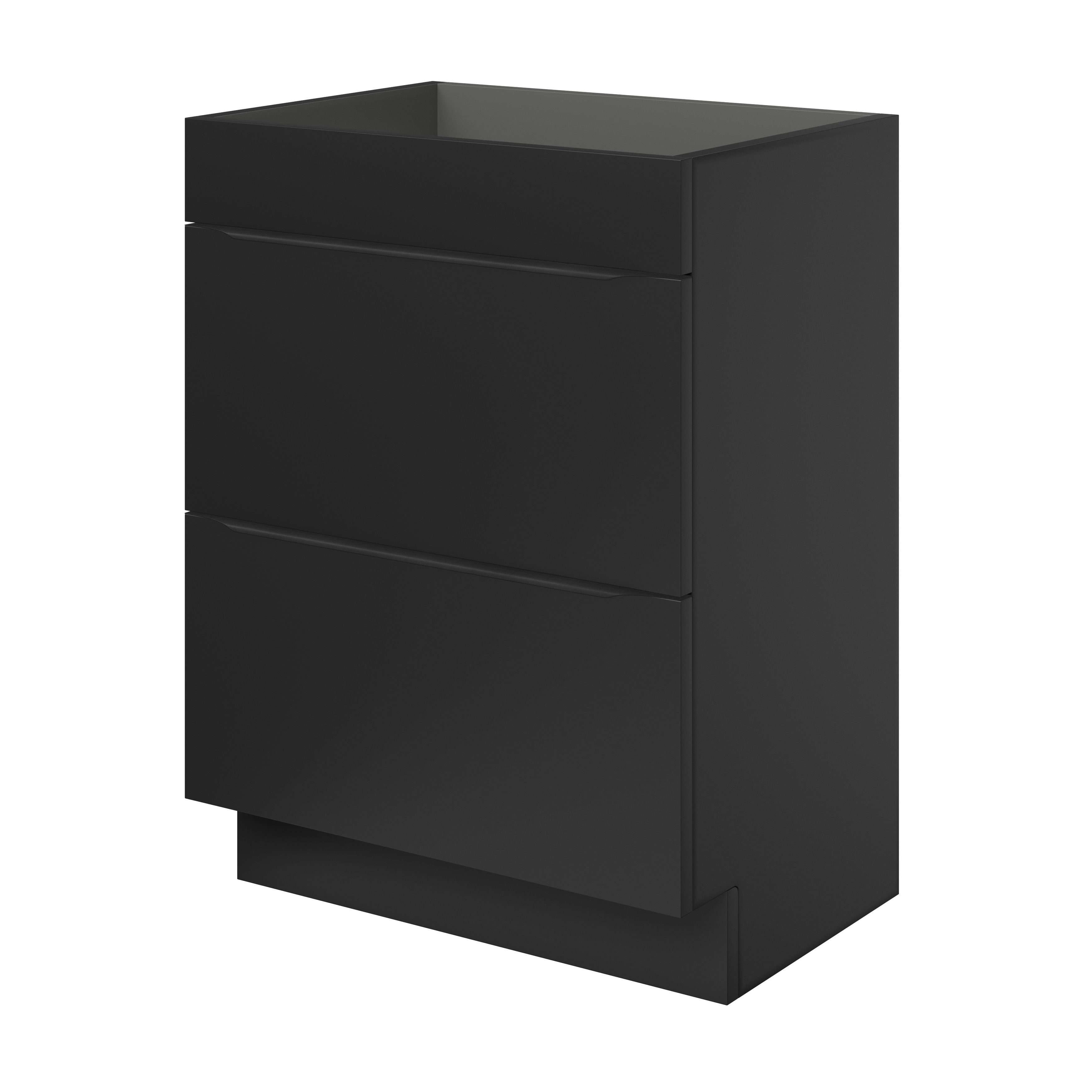 GoodHome Imandra Matt Black Freestanding Bathroom Cabinet (H)82cm (W)60cm