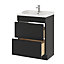 GoodHome Imandra Matt Black Freestanding Bathroom Cabinet (H)82cm (W)60cm