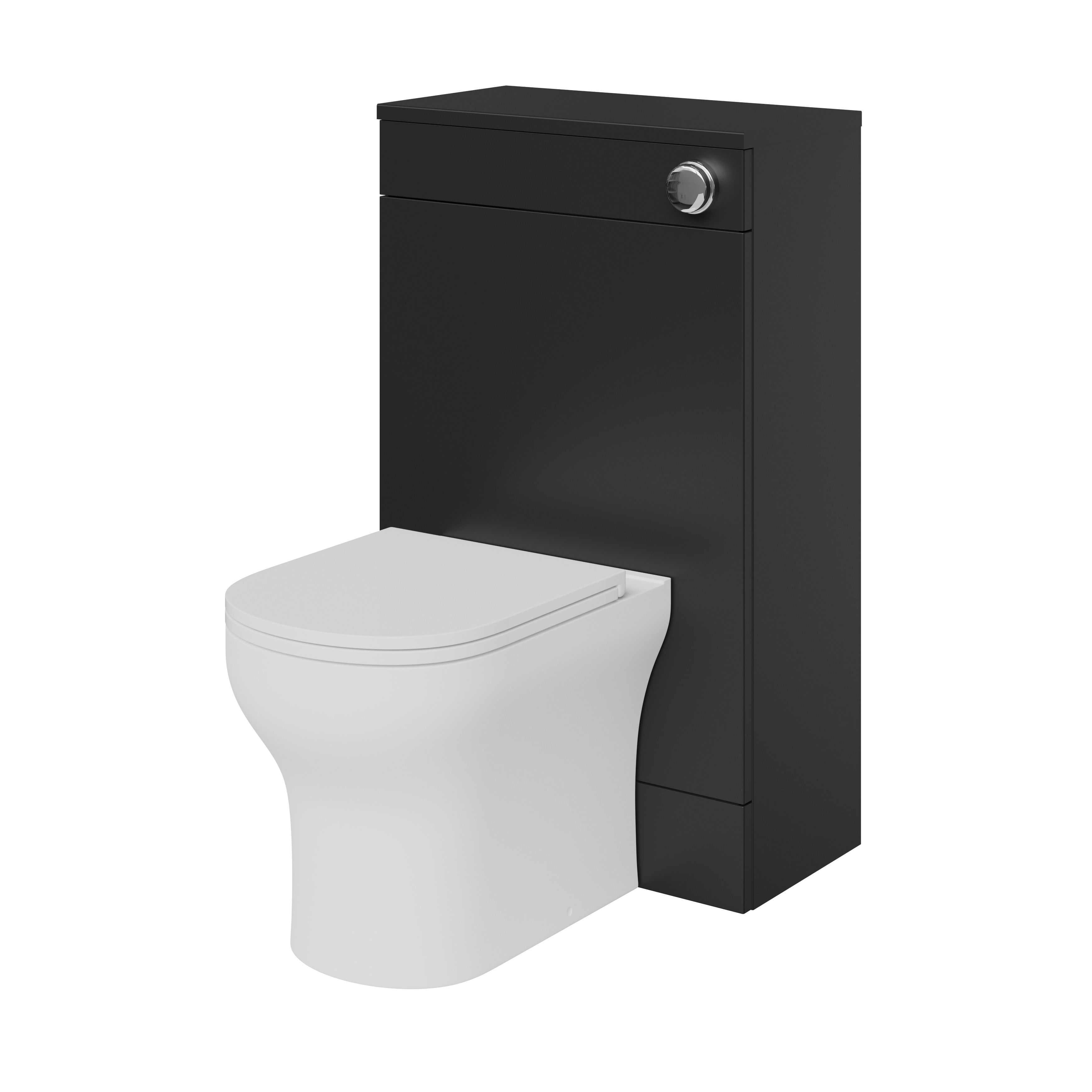 GoodHome Imandra Matt Black Freestanding Toilet Cabinet (W)500mm (H)840mm