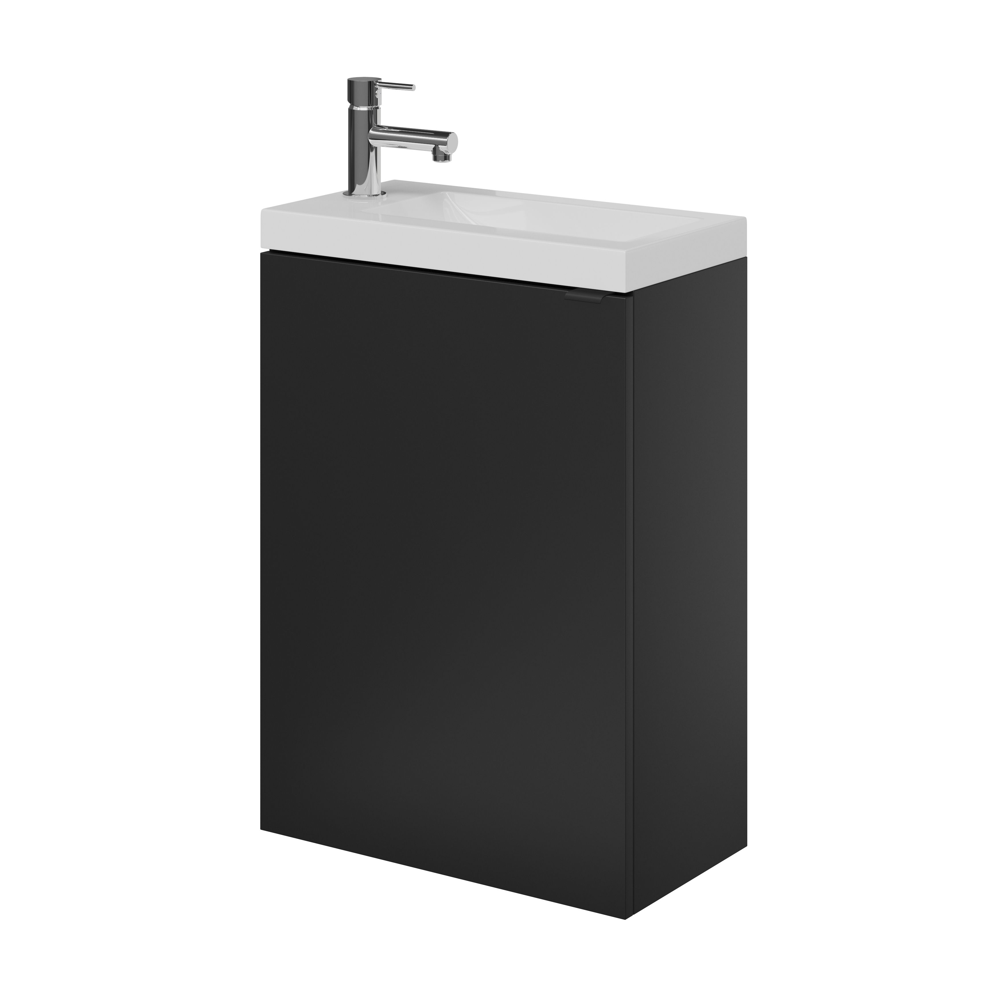 GoodHome Imandra Matt Black Single Wall-mounted Bathroom Cloakroom unit (H)55cm (W)44cm